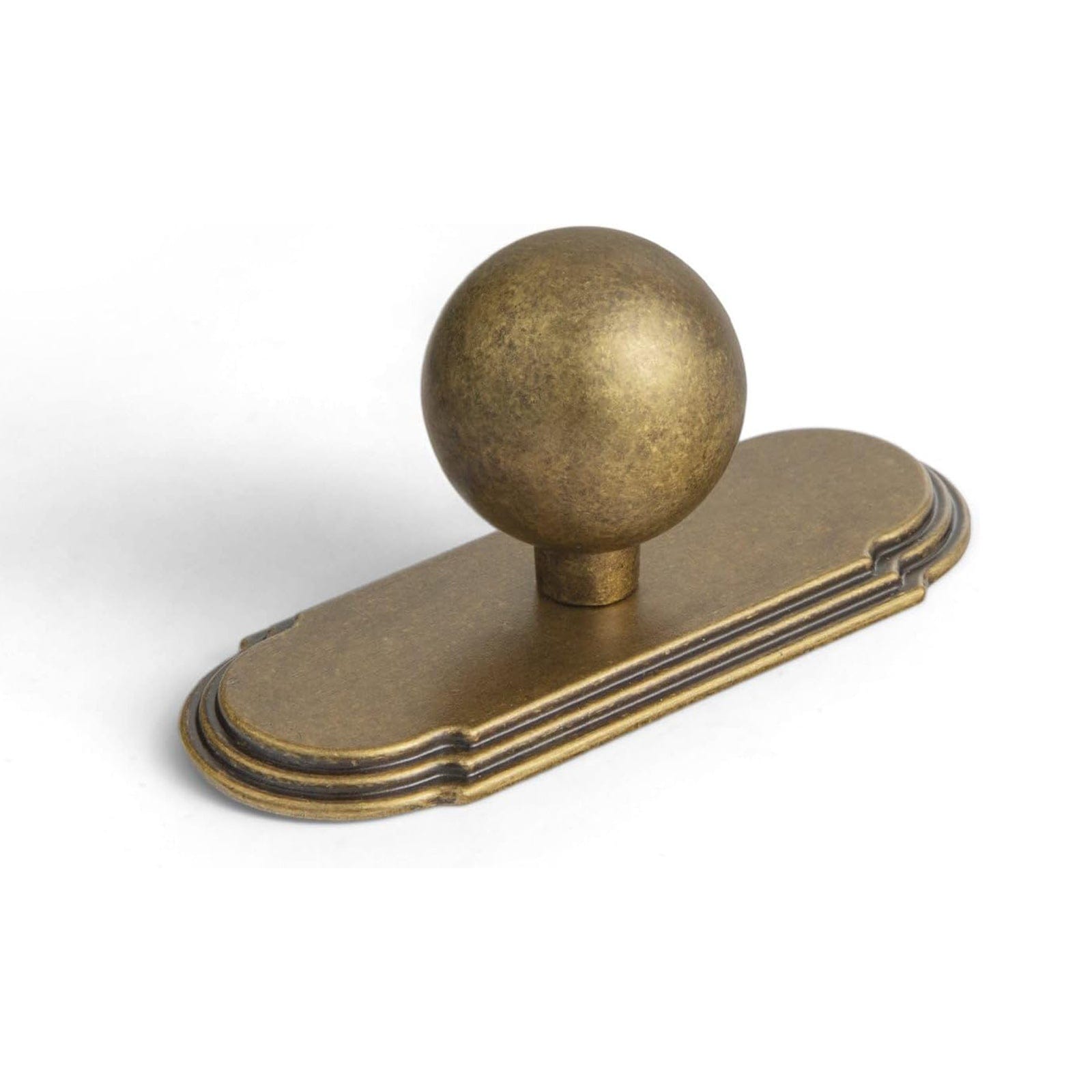 Goo-Ki Antique Brass / G014 / Single Hole Large Knob - 6 Pack Round Cabinet Knobs with Back Plate Zinc Alloy Cabinet Handle with Long Back Plate