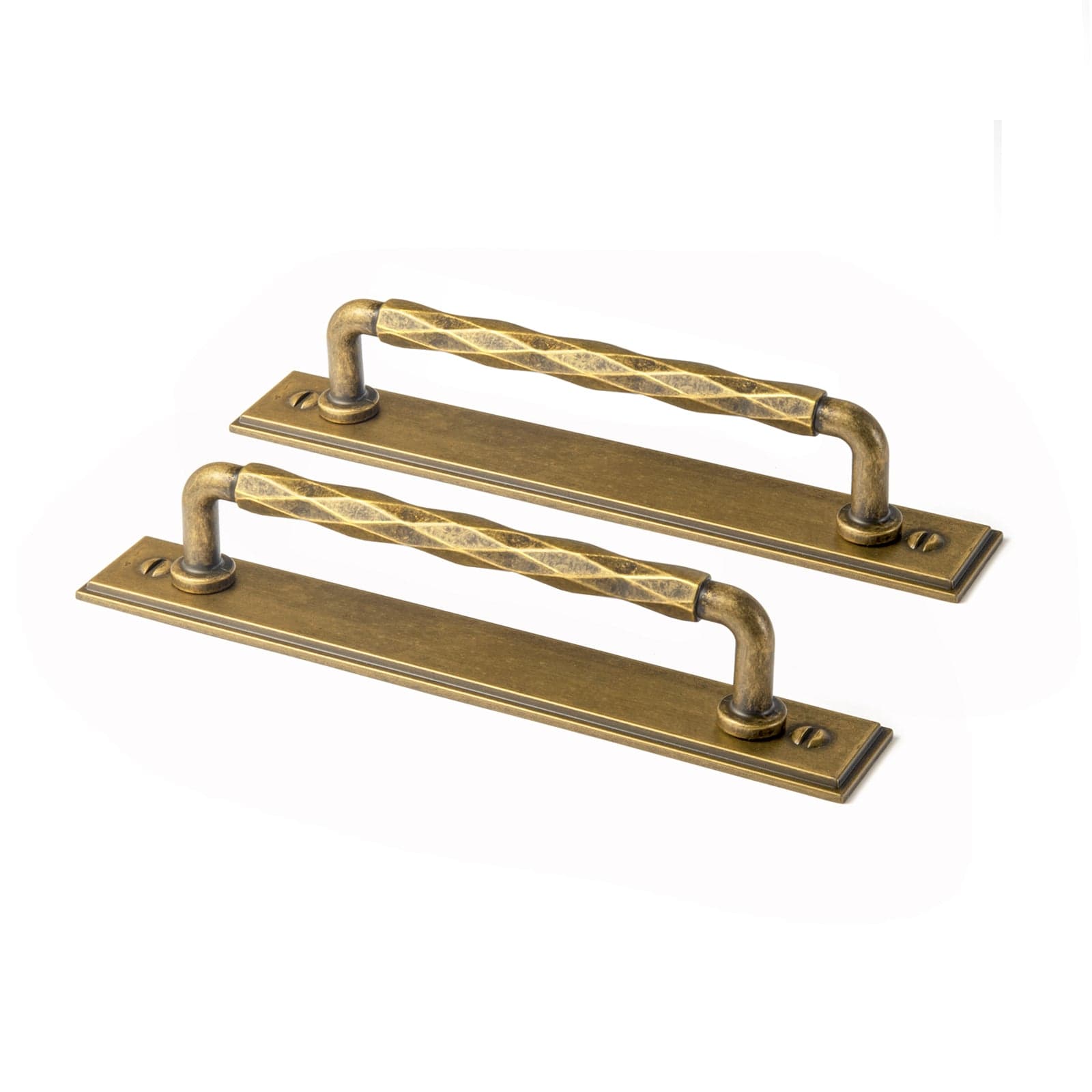 Goo-Ki Antique Brass / G015 / 5'' Hole Center 2 Pack Zinc Alloy Drawer Pulls with Back Plate Twisted Design Decorative Handles for Kitchen Cabinets