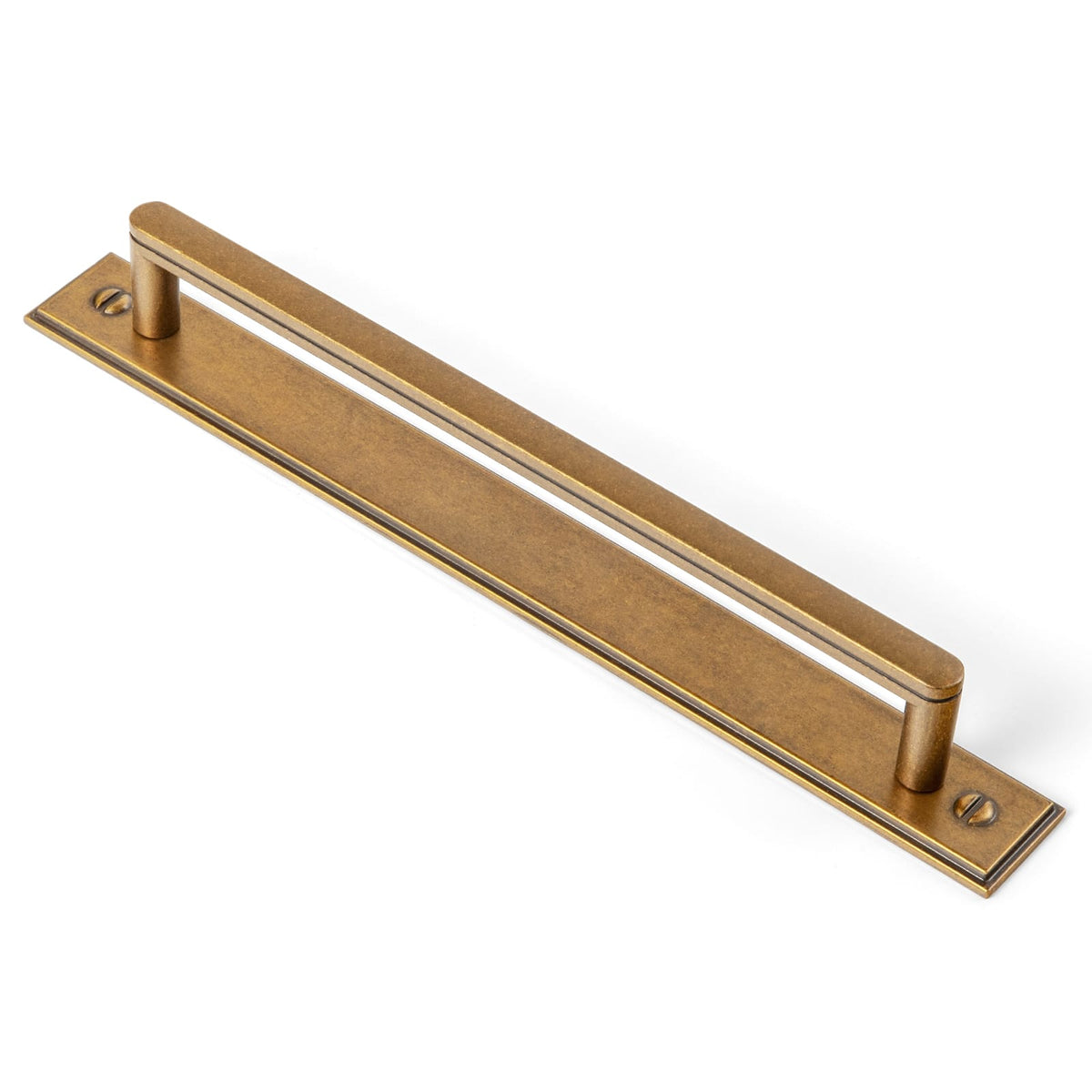 Goo-Ki Antique Brass / G015 / 7.6'' Hole Center 2 Pack Cabinet Handles with Back Plate Vintage Kitchen Drawer Pulls with Subtle Curves