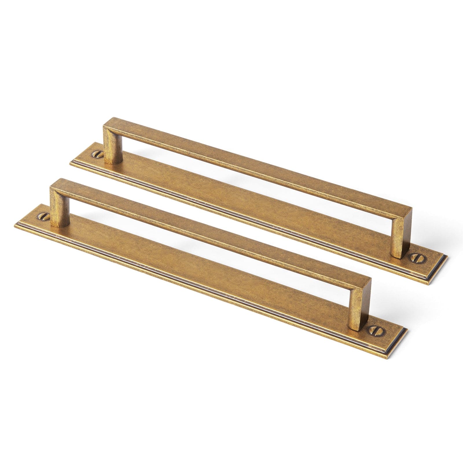 Goo-Ki Antique Brass / G015 / 7.6'' Hole Center 2 Pack Long Cabinet Bar Pulls with Back Plates Solid Drawer Handles Set