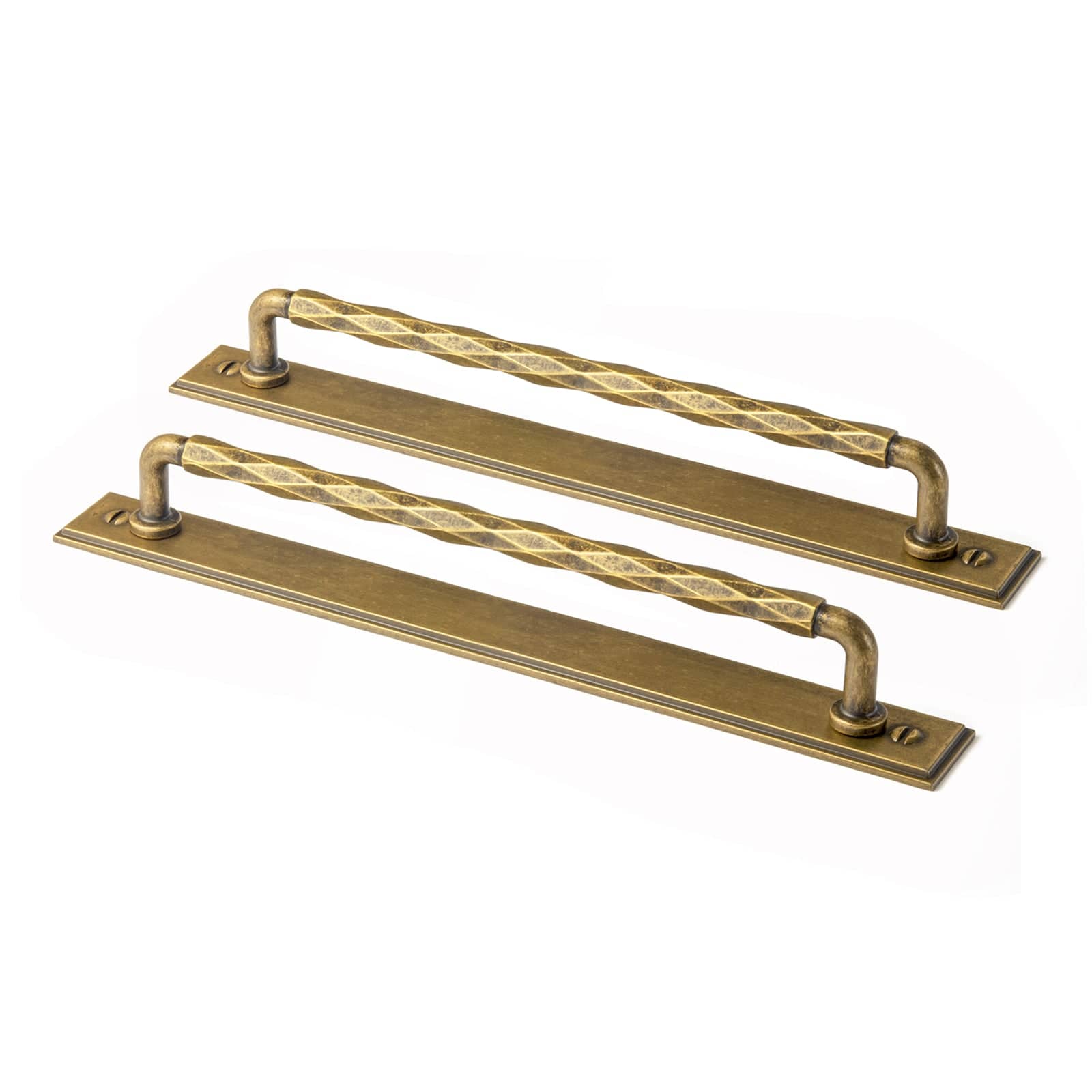Goo-Ki Antique Brass / G015 / 7.6'' Hole Center 2 Pack Zinc Alloy Drawer Pulls with Back Plate Twisted Design Decorative Handles for Kitchen Cabinets