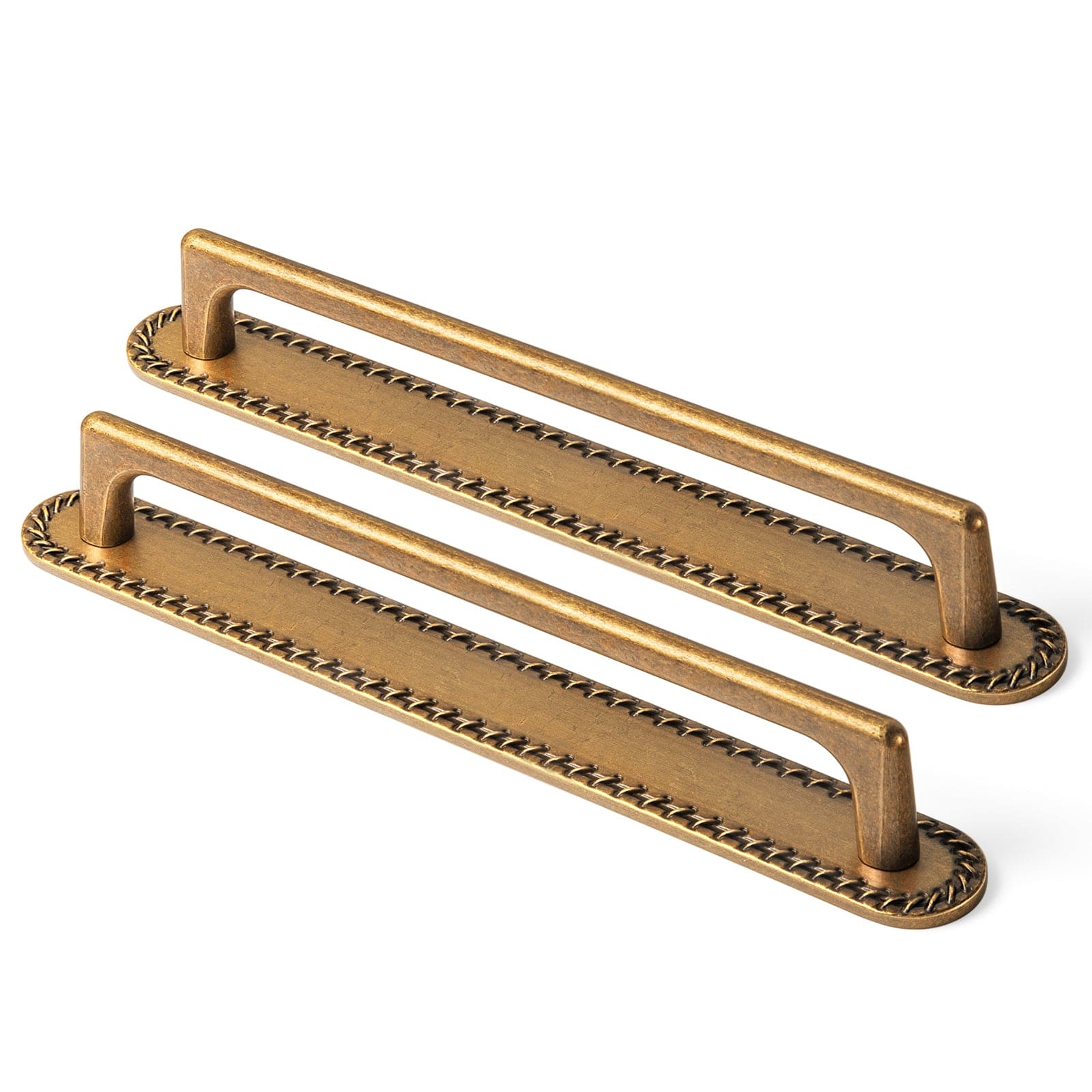 Goo-Ki Antique Brass / G016 / 7.6'' Hole Center 2 Pack Classic Cabinet Bar Pulls with Back Plate Zinc Alloy Cabinet Handle with Long Back Plate