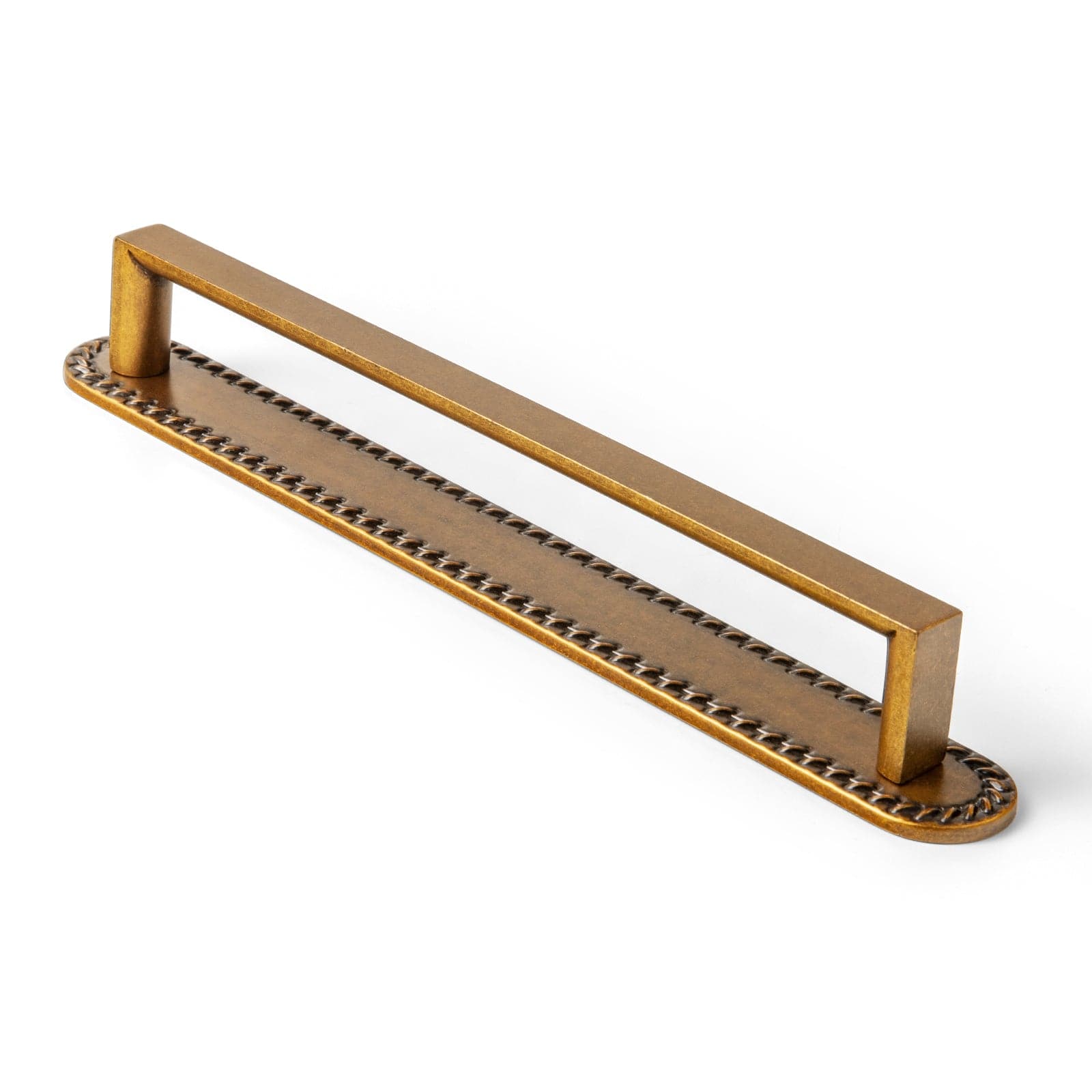 Goo-Ki Antique Brass / G016 / 7.6'' Hole Center 2 Pack Long Cabinet Bar Pulls with Back Plates Solid Drawer Handles Set