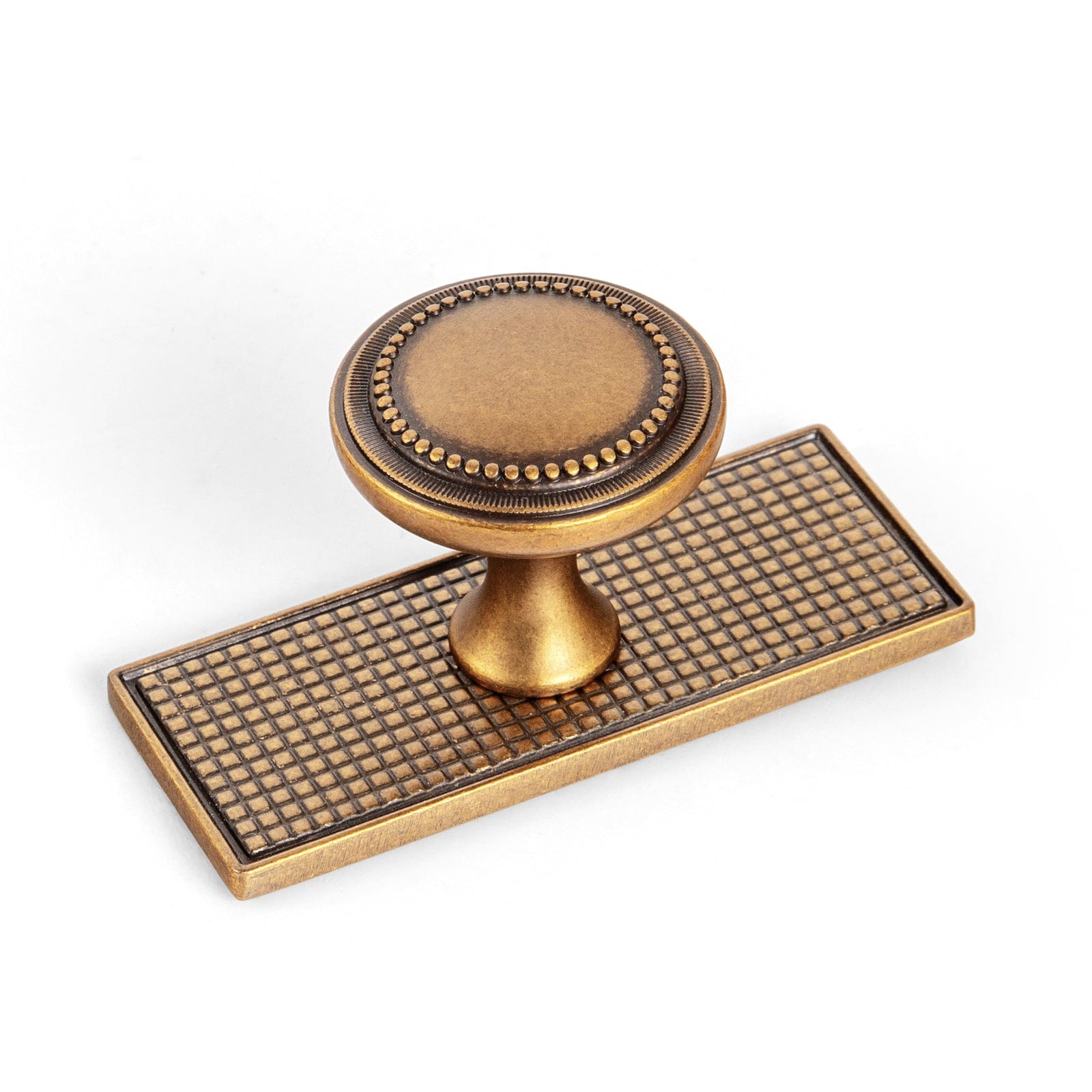 Goo-Ki Antique Brass / G017 / 6 Pack Antique Brass Zinc Alloy Cabinet Knob with Delicate Decorative Back Plate Set