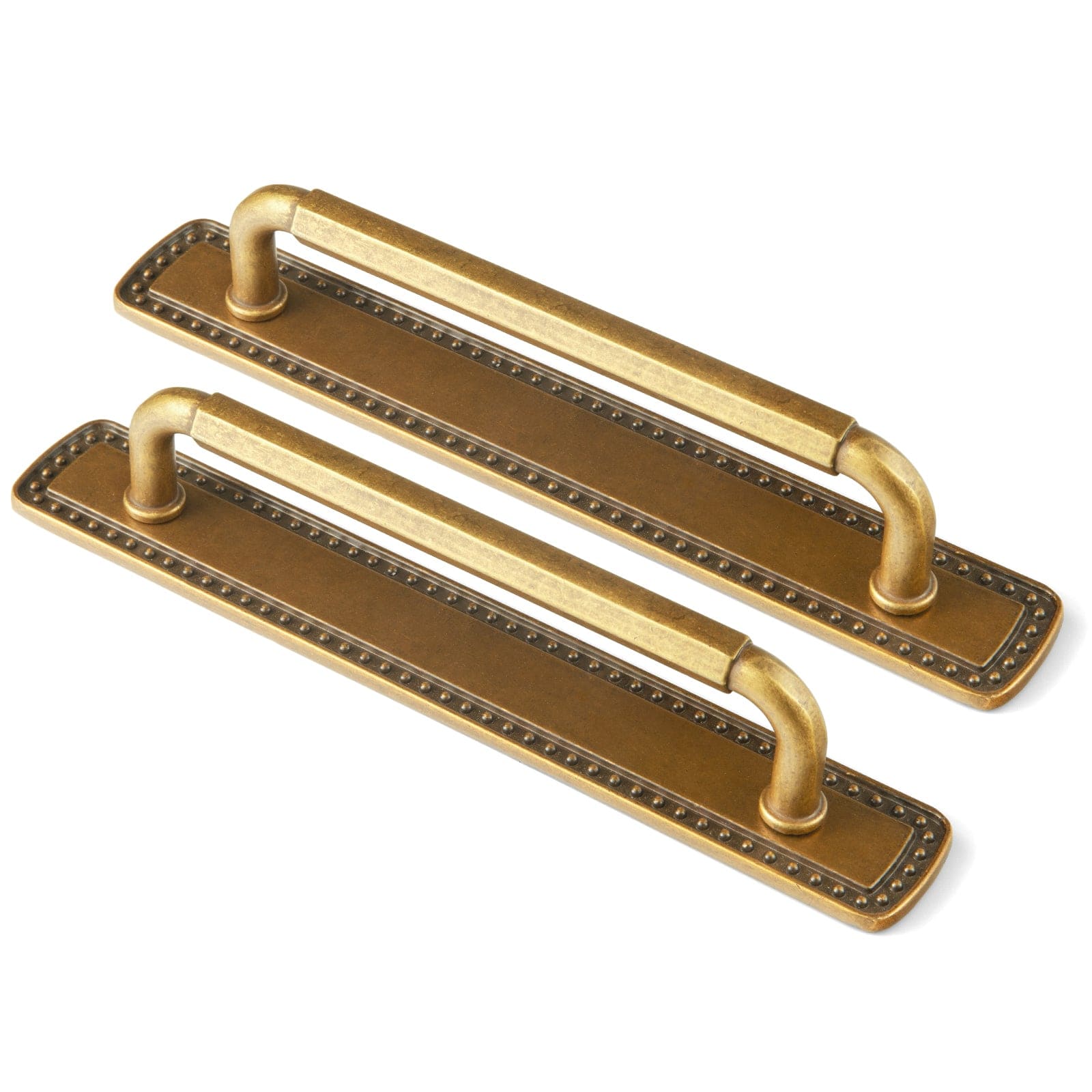 Goo-Ki Antique Brass / G018 / 5'' Hole Center 2 Pack Affordable Luxury Vintage Drawer Pulls with Back Plates Set for Kitchen