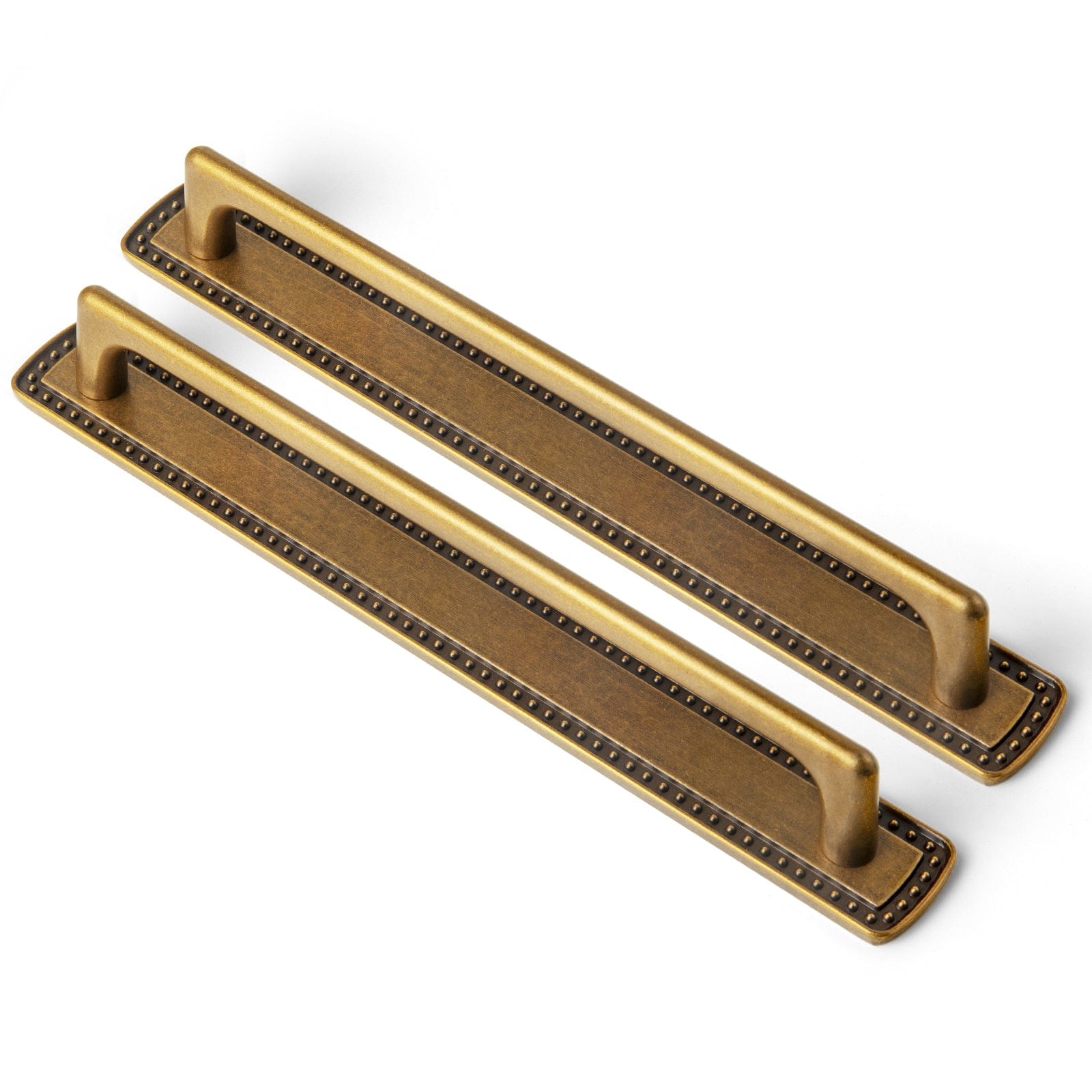 Goo-Ki Antique Brass / G018 / 7.6'' Hole Center 2 Pack Classic Cabinet Bar Pulls with Back Plate Zinc Alloy Cabinet Handle with Long Back Plate
