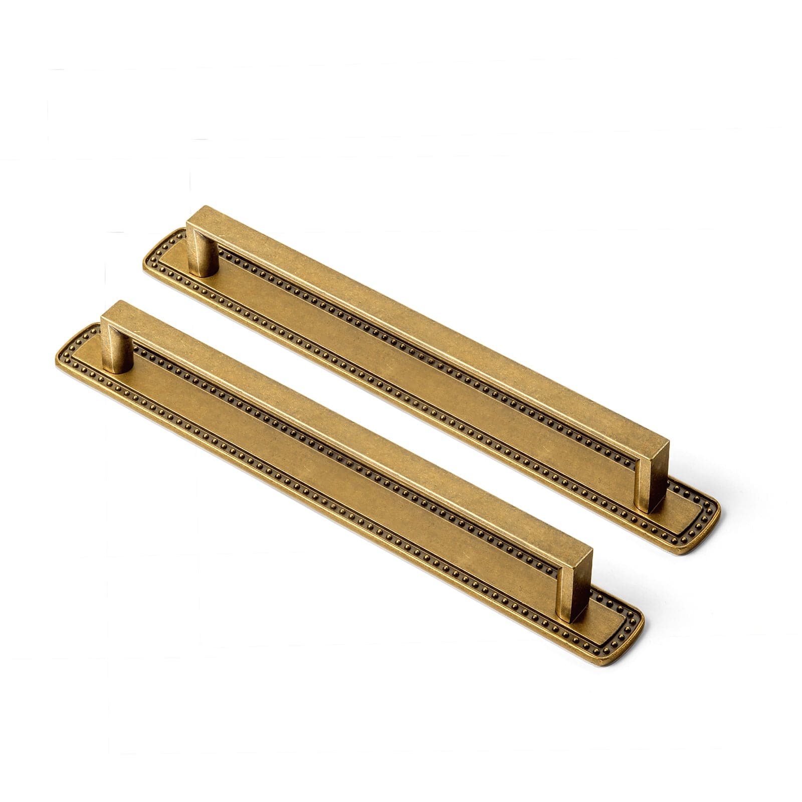 Goo-Ki Antique Brass / G018 / 7.6'' Hole Center 2 Pack Long Cabinet Bar Pulls with Back Plates Solid Drawer Handles Set