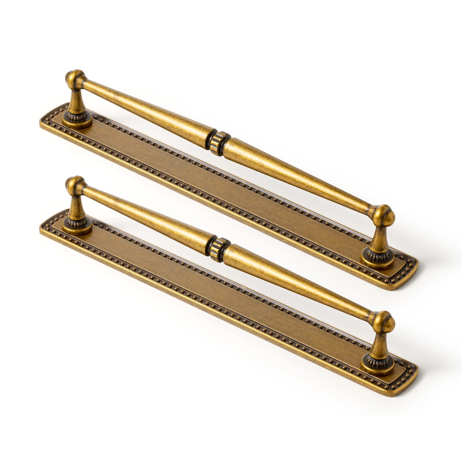 Goo-Ki Antique Brass / G018 / 7.6'' Hole Center 2 Pack Ornate Vintage Brass Drawer Pulls - Classic Cabinet Handles with Decorative Back Plates