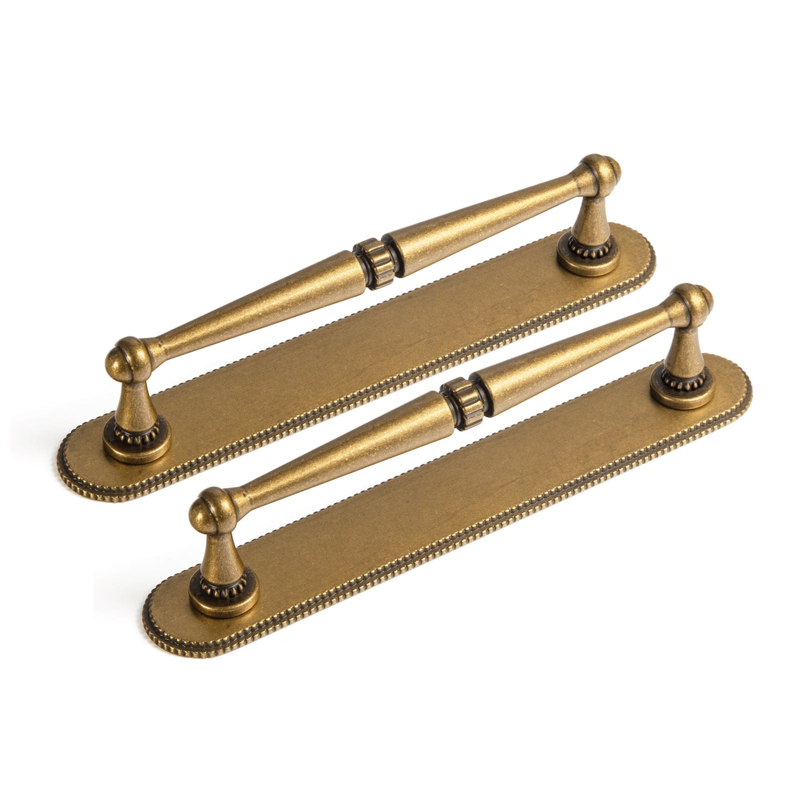 Goo-Ki Antique Brass / G019 / 5'' Hole Center 2 Pack Ornate Vintage Brass Drawer Pulls - Classic Cabinet Handles with Decorative Back Plates