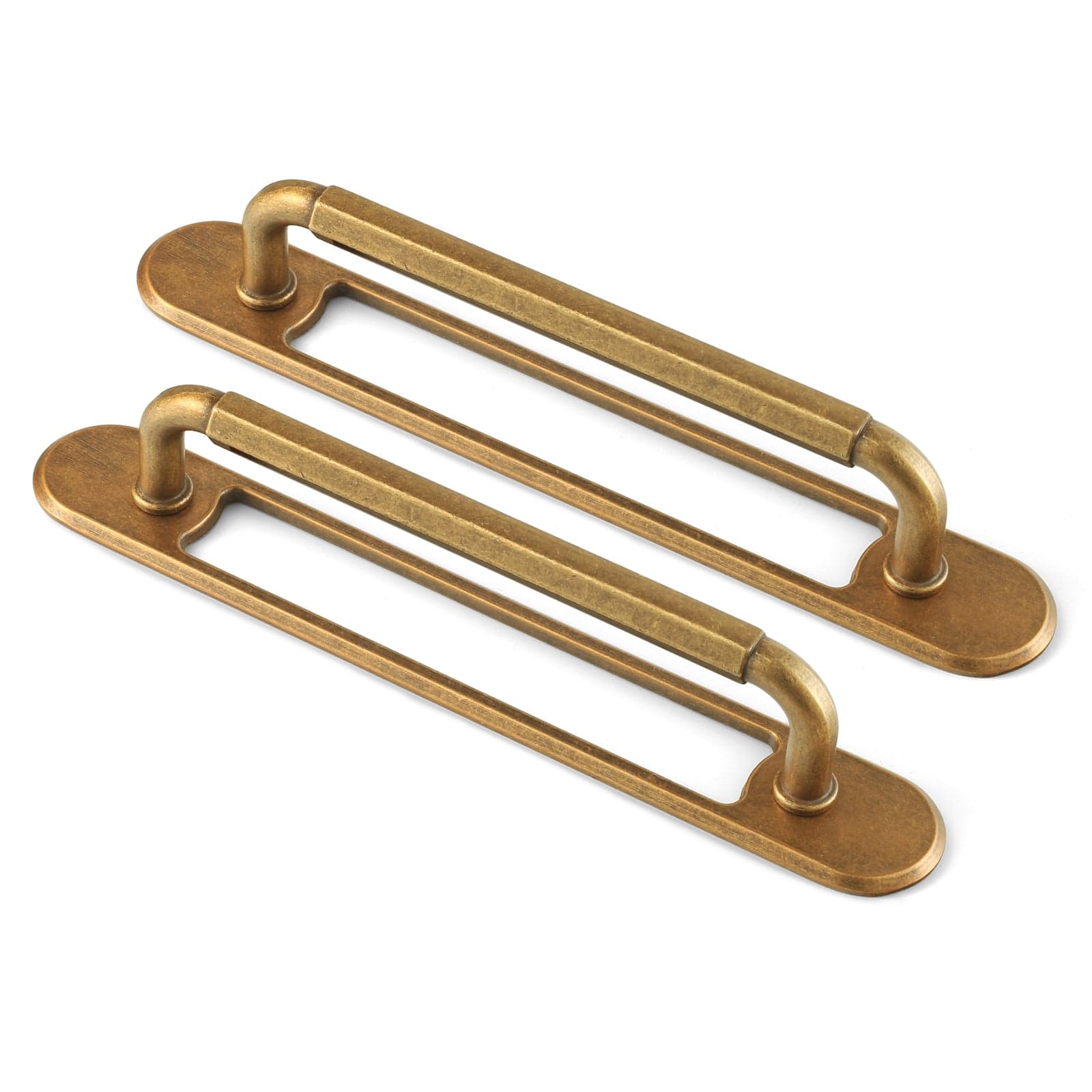 Goo-Ki Antique Brass / G021 / 5'' Hole Center 2 Pack Affordable Luxury Vintage Drawer Pulls with Back Plates Set for Kitchen