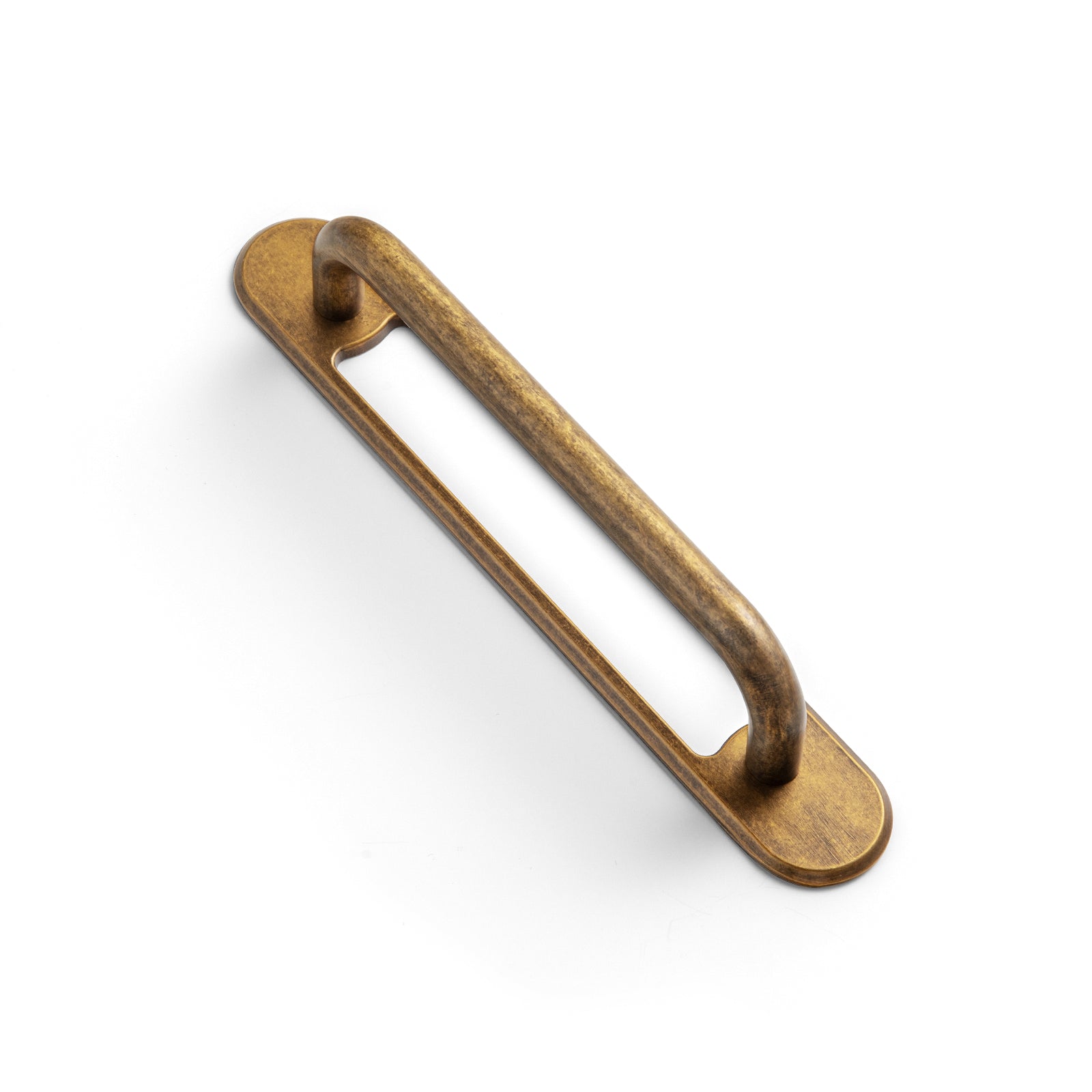 Goo-Ki Antique Brass / G021 / 5'' Hole Center 2 Pack Modern Geometric Zinc Alloy Cabinet Pulls with Back Plate Sleek Curved Sturdy Cabinet Handles
