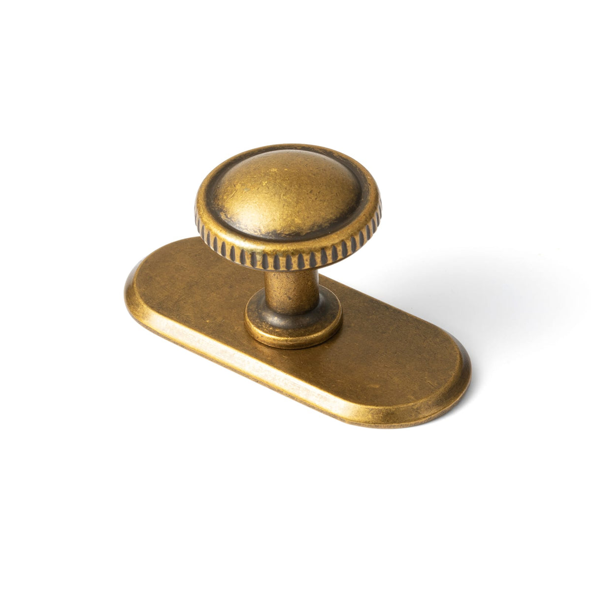 Goo-Ki Antique Brass / G021 / 6 Pack Knurled Rim Round Cabinet Knobs, Solid Zinc Alloy Mushroom Drawer Knob for Cabinet Doors, Chest of Drawers