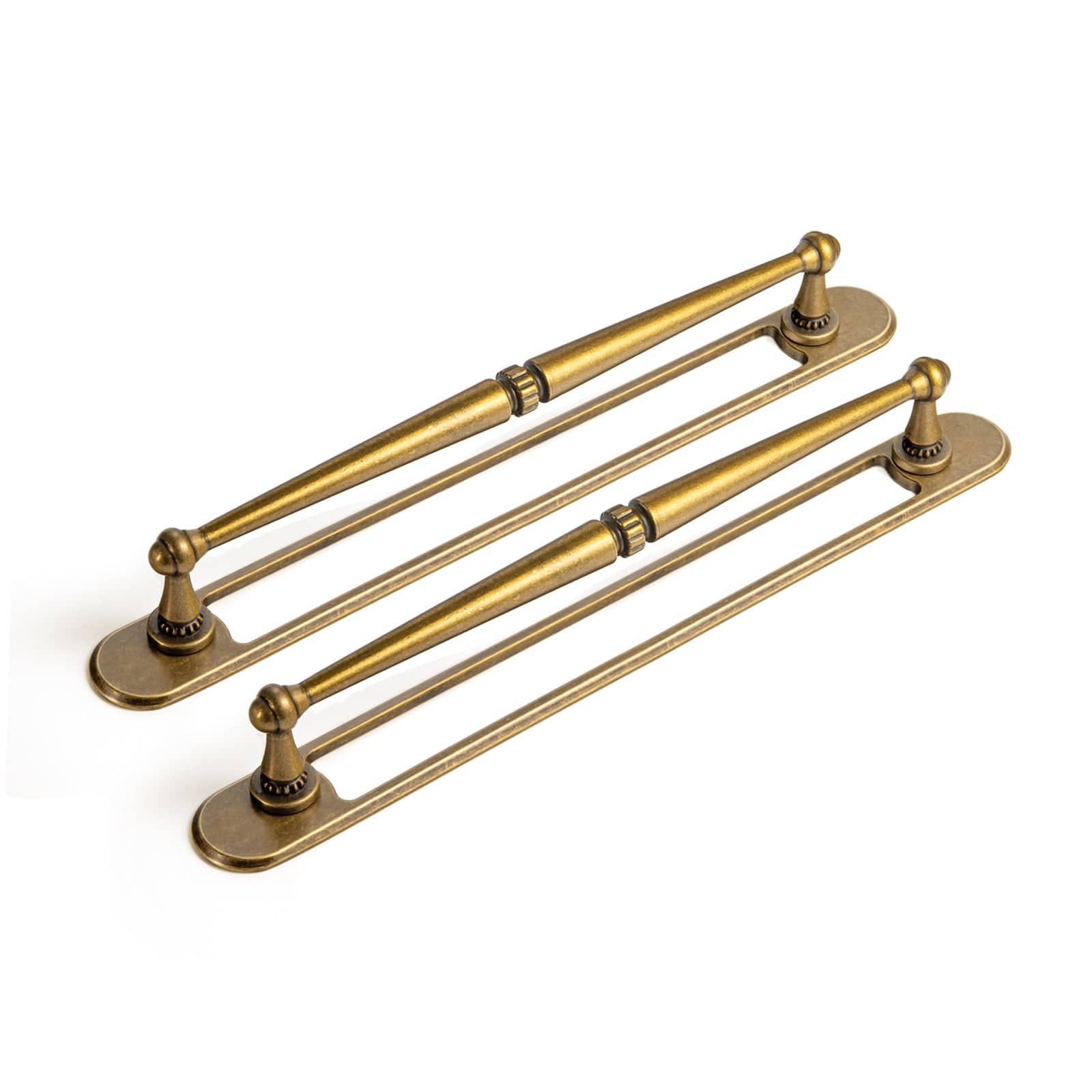 Goo-Ki Antique Brass / G021 / 7.6'' Hole Center 2 Pack Ornate Vintage Brass Drawer Pulls - Classic Cabinet Handles with Decorative Back Plates