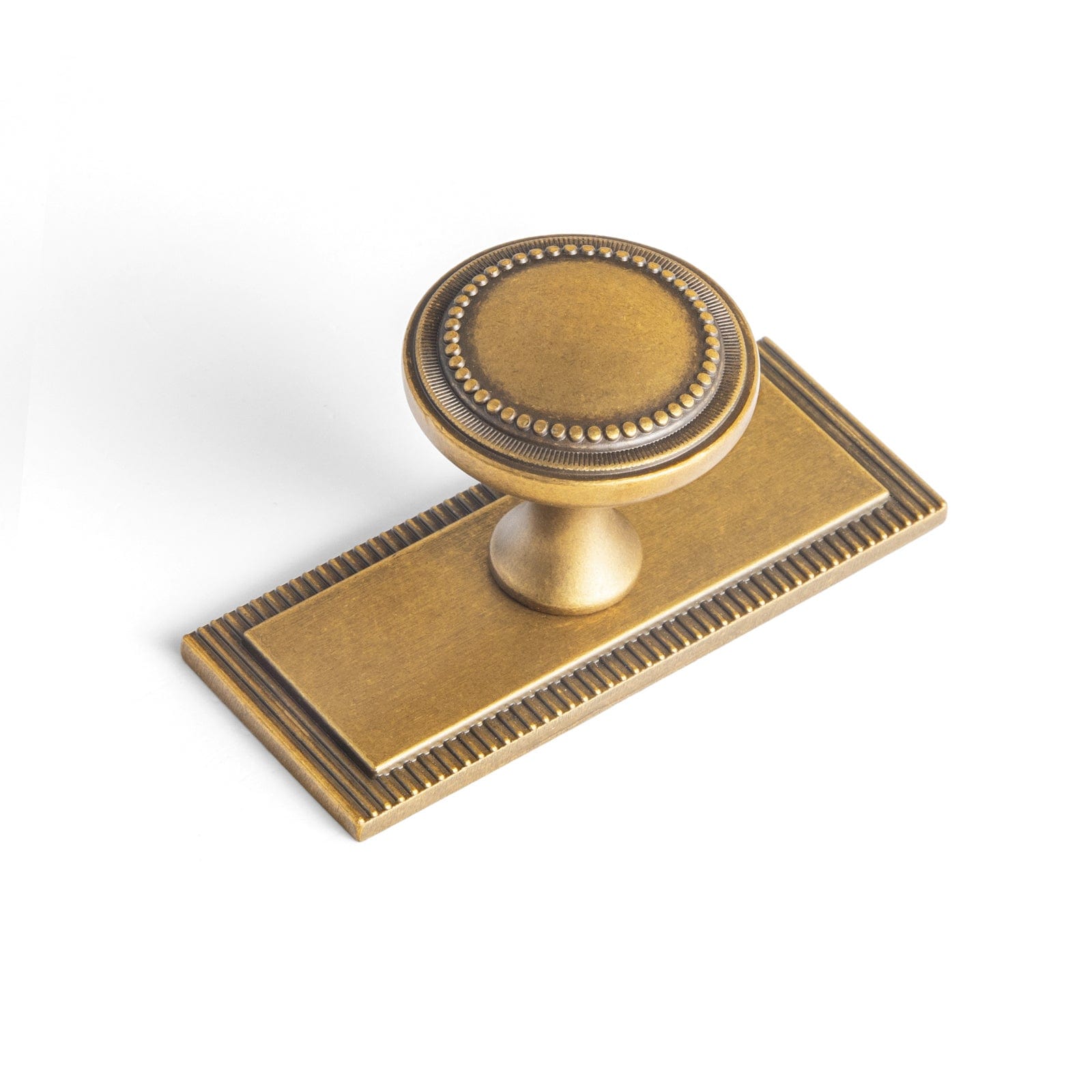 Goo-Ki Antique Brass / G022 / 6 Pack Antique Brass Zinc Alloy Cabinet Knob with Delicate Decorative Back Plate Set