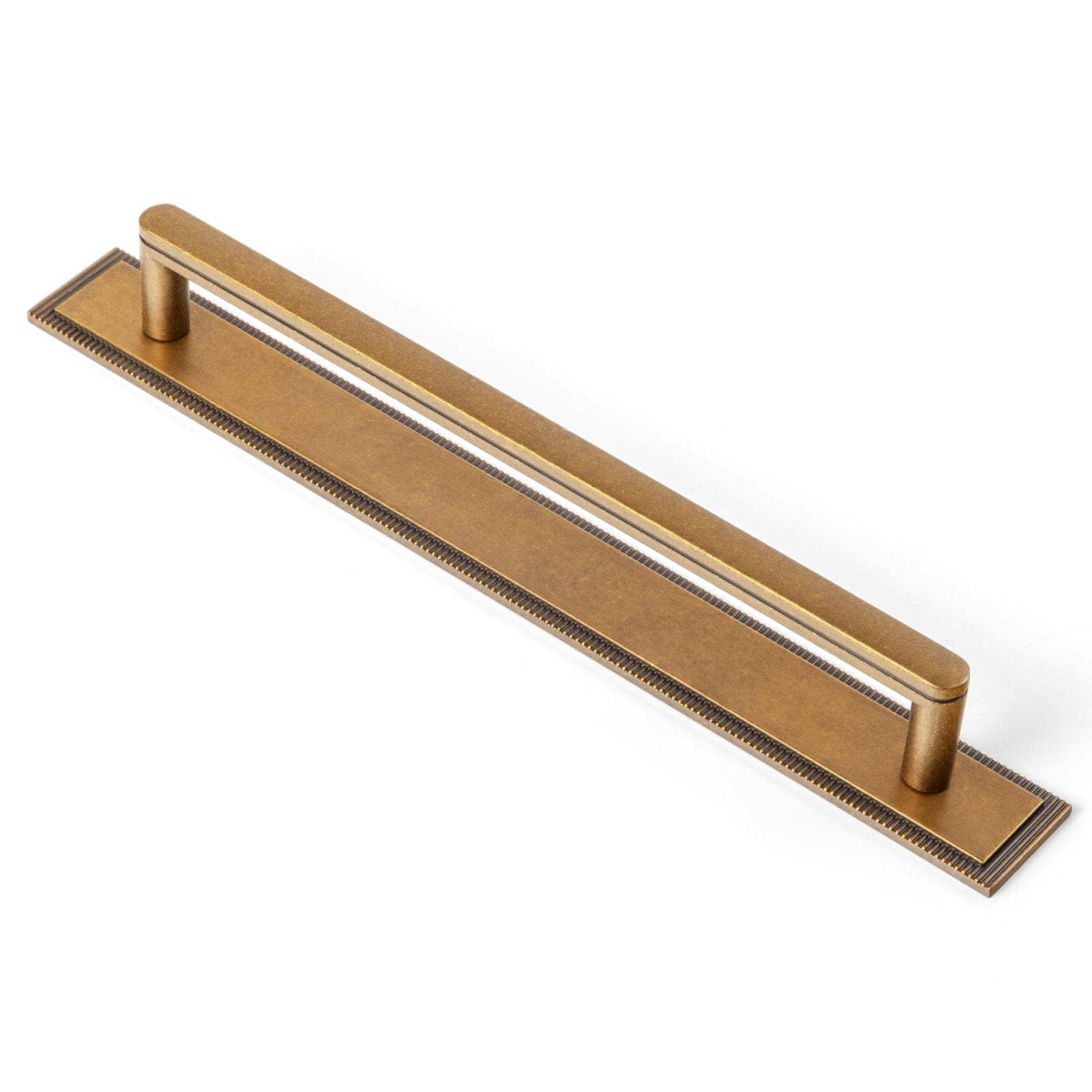 Goo-Ki Antique Brass / G022 / 7.6'' Hole Center 2 Pack Cabinet Handles with Back Plate Vintage Kitchen Drawer Pulls with Subtle Curves