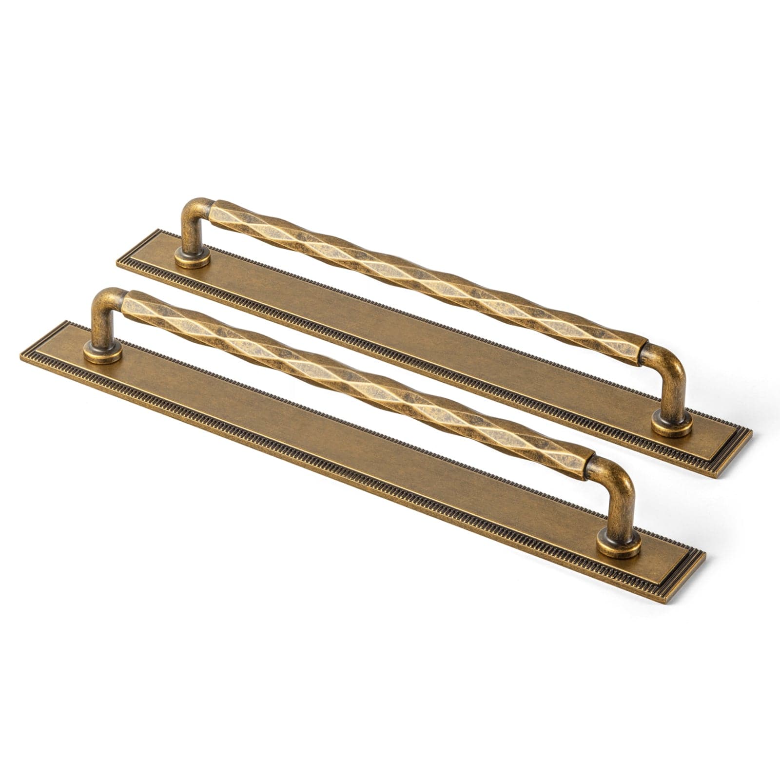 Goo-Ki Antique Brass / G022 / 7.6'' Hole Center 2 Pack Zinc Alloy Drawer Pulls with Back Plate Twisted Design Decorative Handles for Kitchen Cabinets