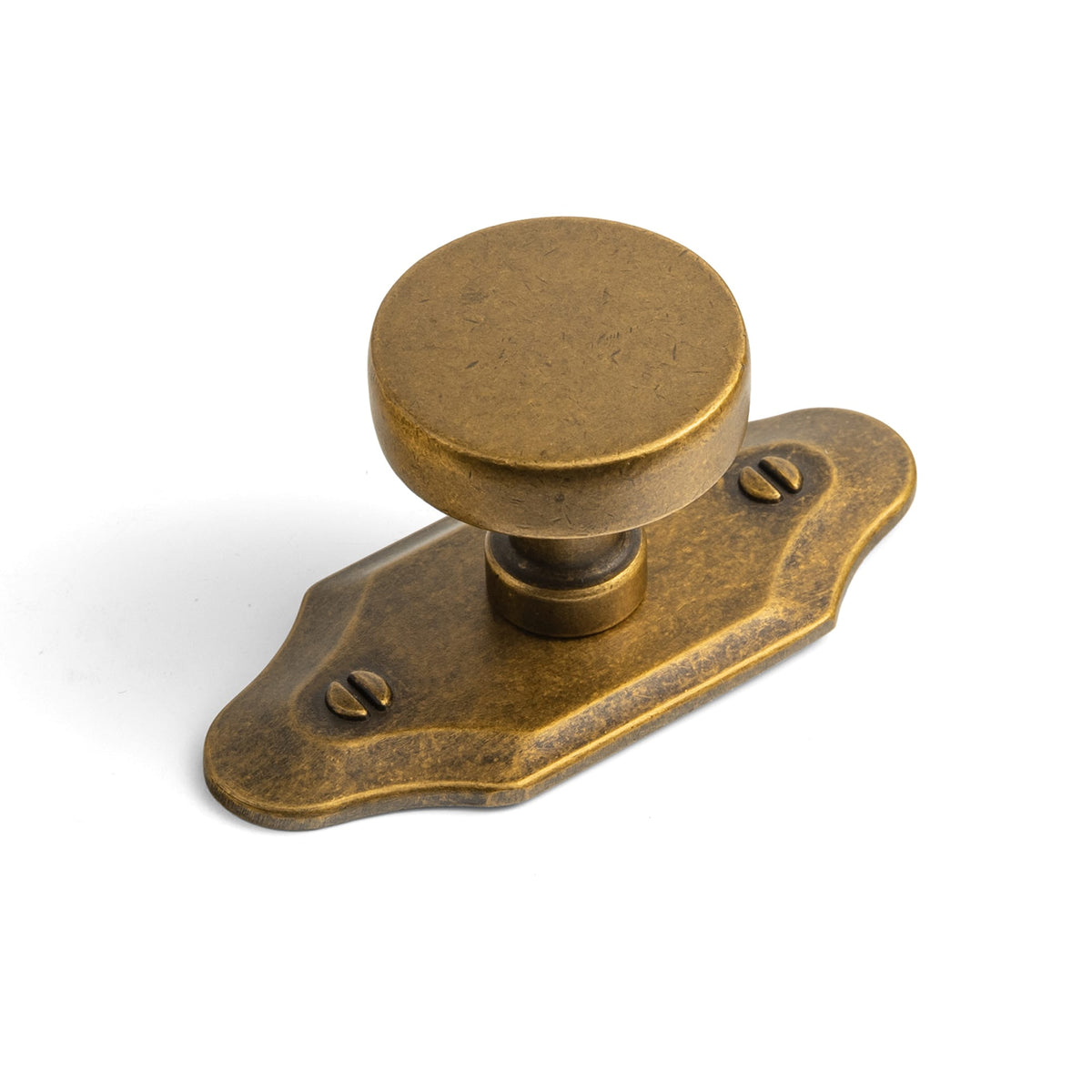 Goo-Ki Antique Brass / G023 / 1.2'' Knob 6 Pack Vintage Brass Zinc Alloy Cabinet Knob with Back Plate Single Hole Center Kitchen Hardware