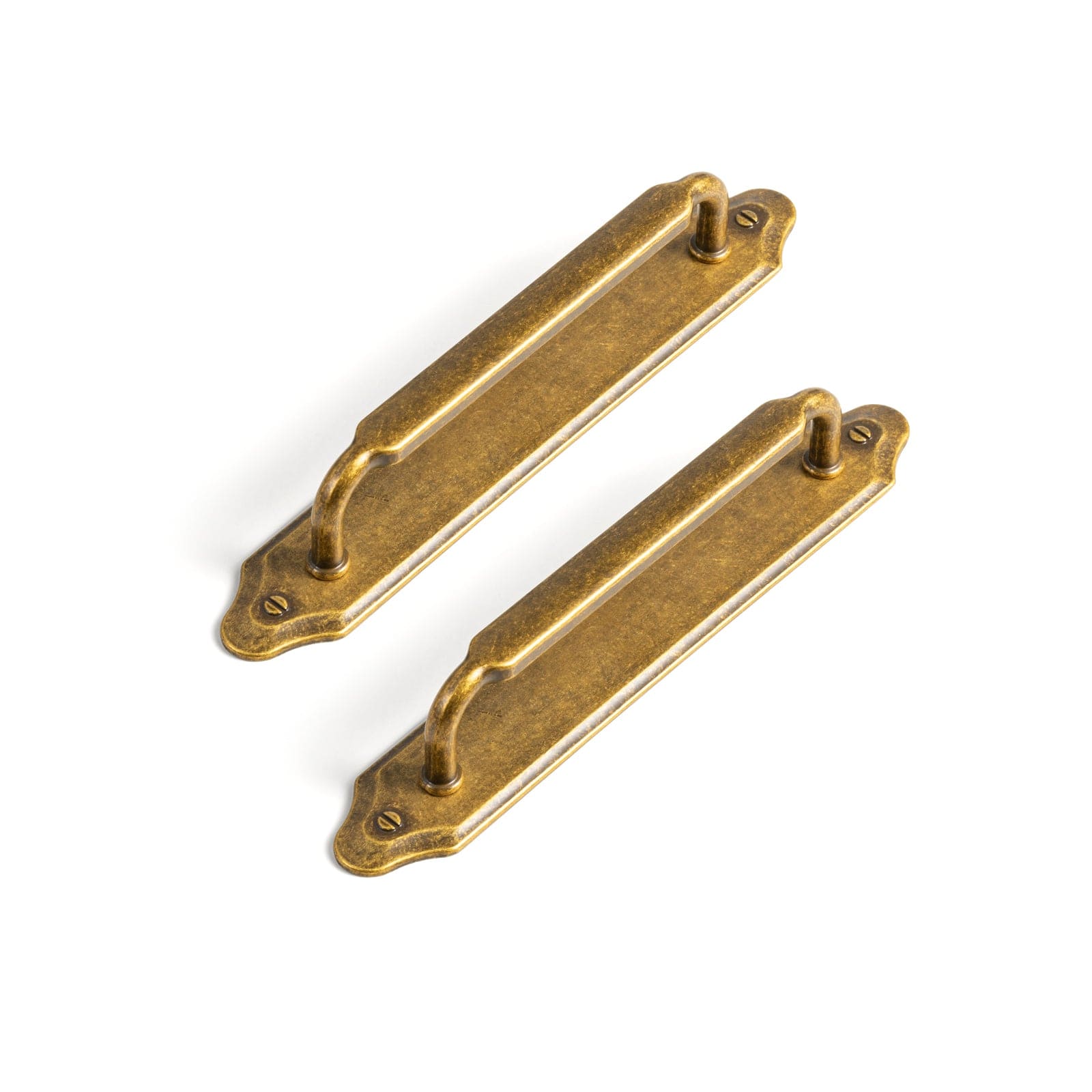 Goo-Ki Antique Brass / G023 / 5'' Hole Center 2 Pack Antique Brass Cabinet Pulls with Back Plate Zinc Alloy Drawer Handle with Long Back Plate