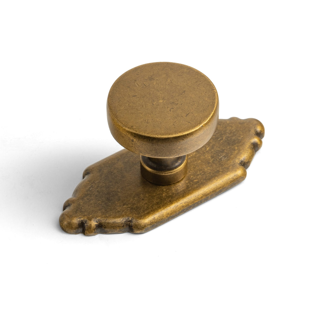 Goo-Ki Antique Brass / G024 / 1.2'' Knob 6 Pack Vintage Brass Zinc Alloy Cabinet Knob with Back Plate Single Hole Center Kitchen Hardware
