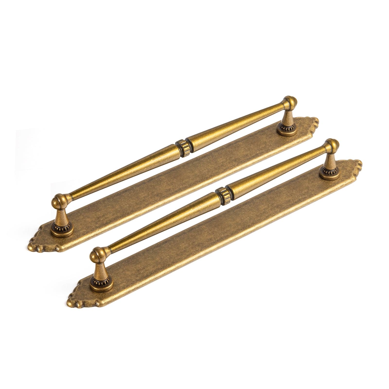 Goo-Ki Antique Brass / G024 / 7.6'' Hole Center 2 Pack Ornate Vintage Brass Drawer Pulls - Classic Cabinet Handles with Decorative Back Plates