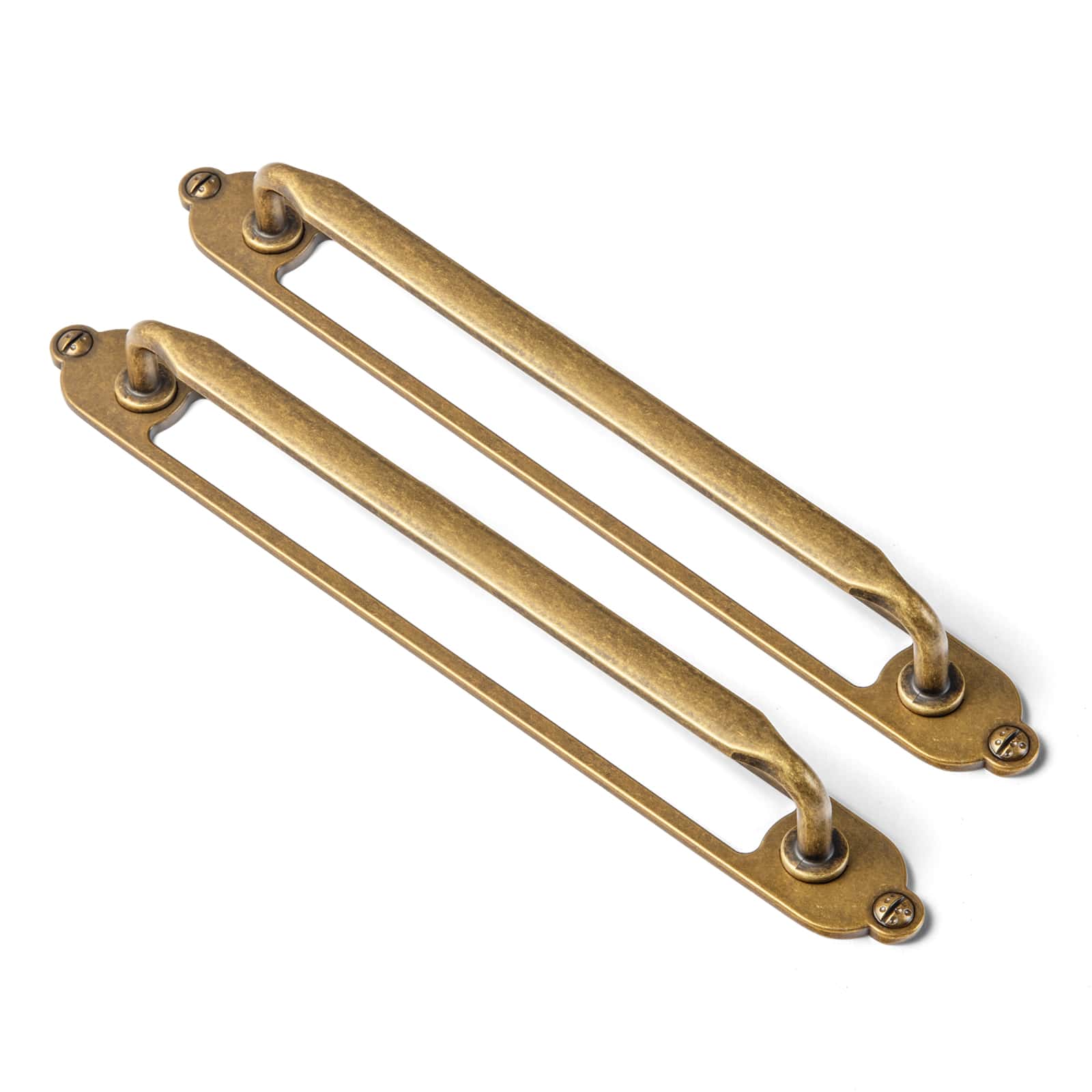 Goo-Ki Antique Brass / G025 / 7.6'' Hole Center 2 Pack Elegant Vintage Zinc Alloy Cabinet Handles with Long Backplate, Classic Furniture Hardware for Cabinets, Wardrobes & Dressers