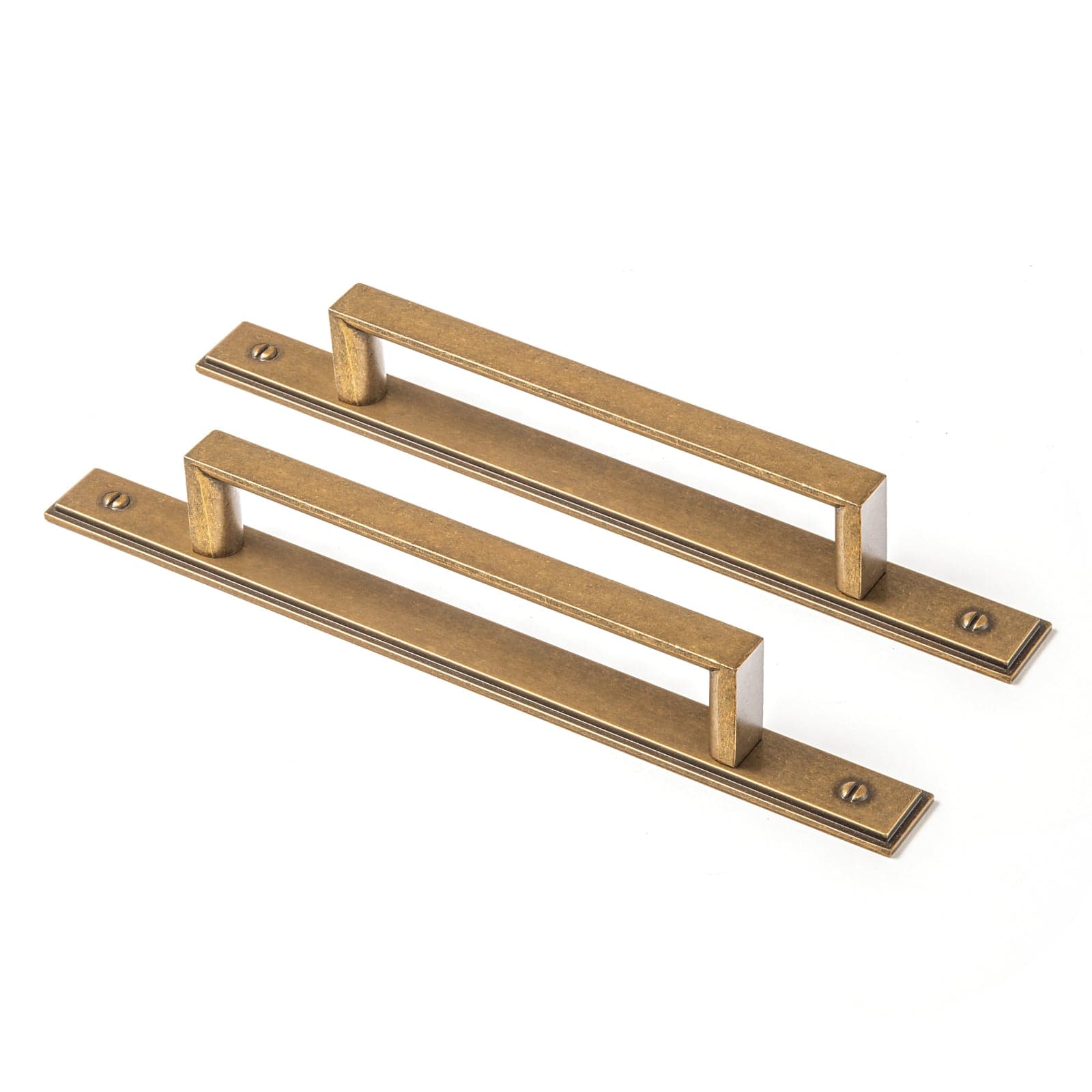Goo-Ki Antique Brass / G026 / 5'' Hole Center 2 Pack Long Cabinet Bar Pulls with Back Plates Solid Drawer Handles Set