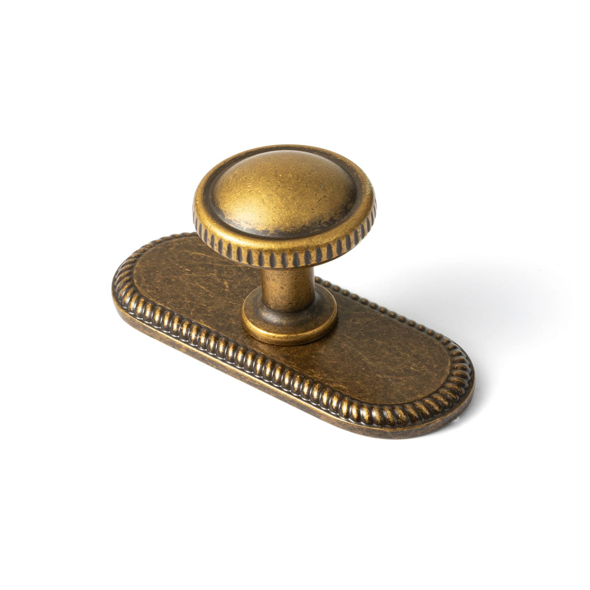 Goo-Ki Antique Brass / G027 / 6 Pack Knurled Rim Round Cabinet Knobs, Solid Zinc Alloy Mushroom Drawer Knob for Cabinet Doors, Chest of Drawers