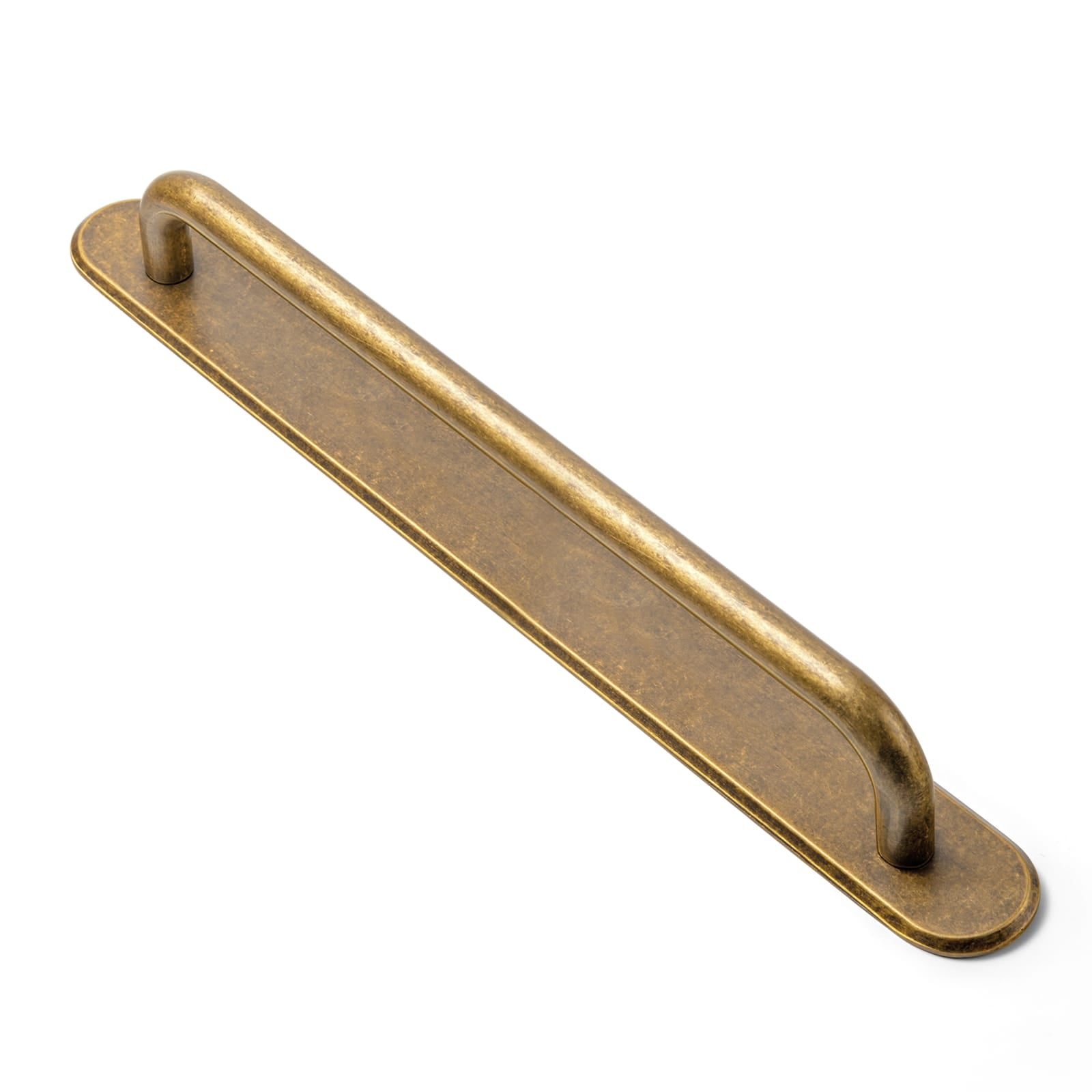 Goo-Ki Antique Brass / G028 / 7.6'' Hole Center 2 Pack Modern Geometric Zinc Alloy Cabinet Pulls with Back Plate Sleek Curved Sturdy Cabinet Handles