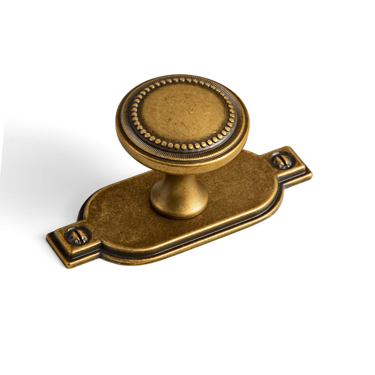 Goo-Ki Antique Brass / G029 / 6 Pack Antique Brass Zinc Alloy Cabinet Knob with Delicate Decorative Back Plate Set