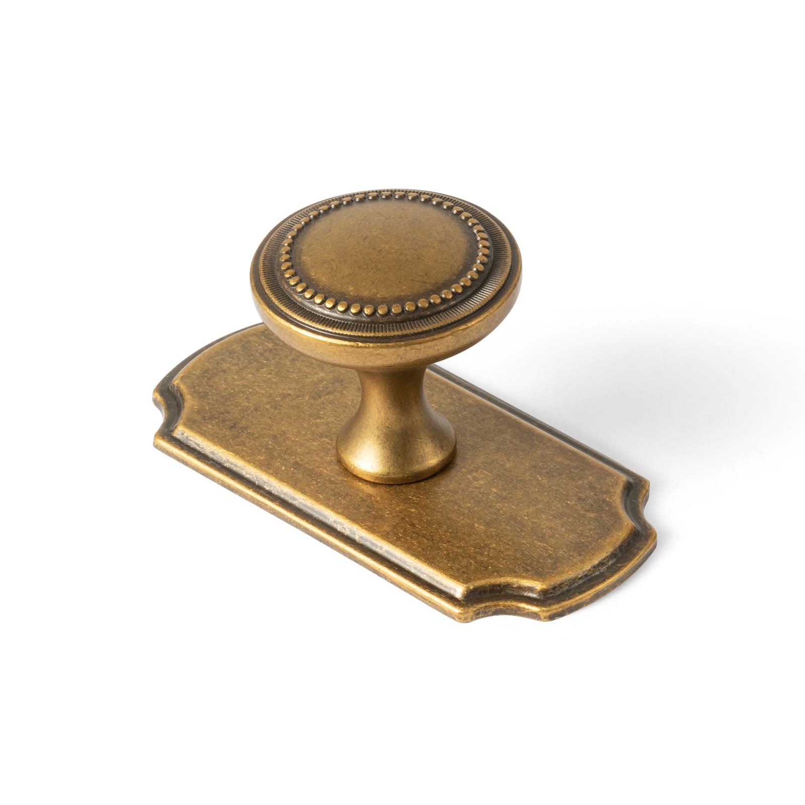 Goo-Ki Antique Brass / G031 / 6 Pack Antique Brass Zinc Alloy Cabinet Knob with Delicate Decorative Back Plate Set
