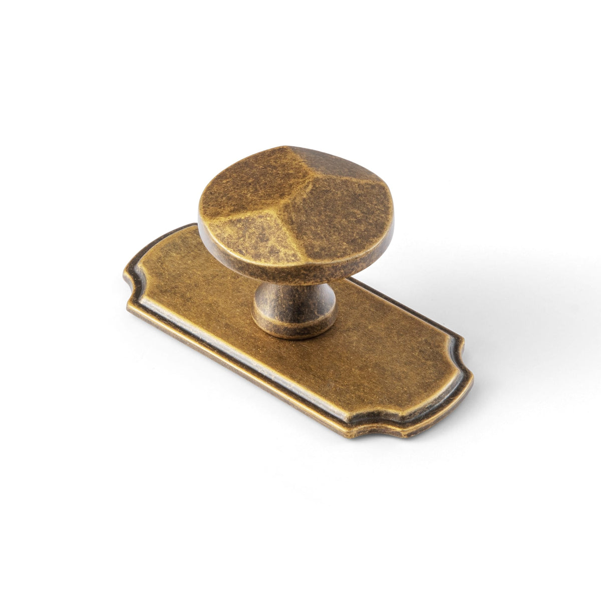 Goo-Ki Antique Brass / G031 / 6 Pack Traditional Aged Bronze Zinc Alloy Cabinet Knob, Elegant Round Knob with Decorative Back Plate for Kitchen & Bathroom Cabinets