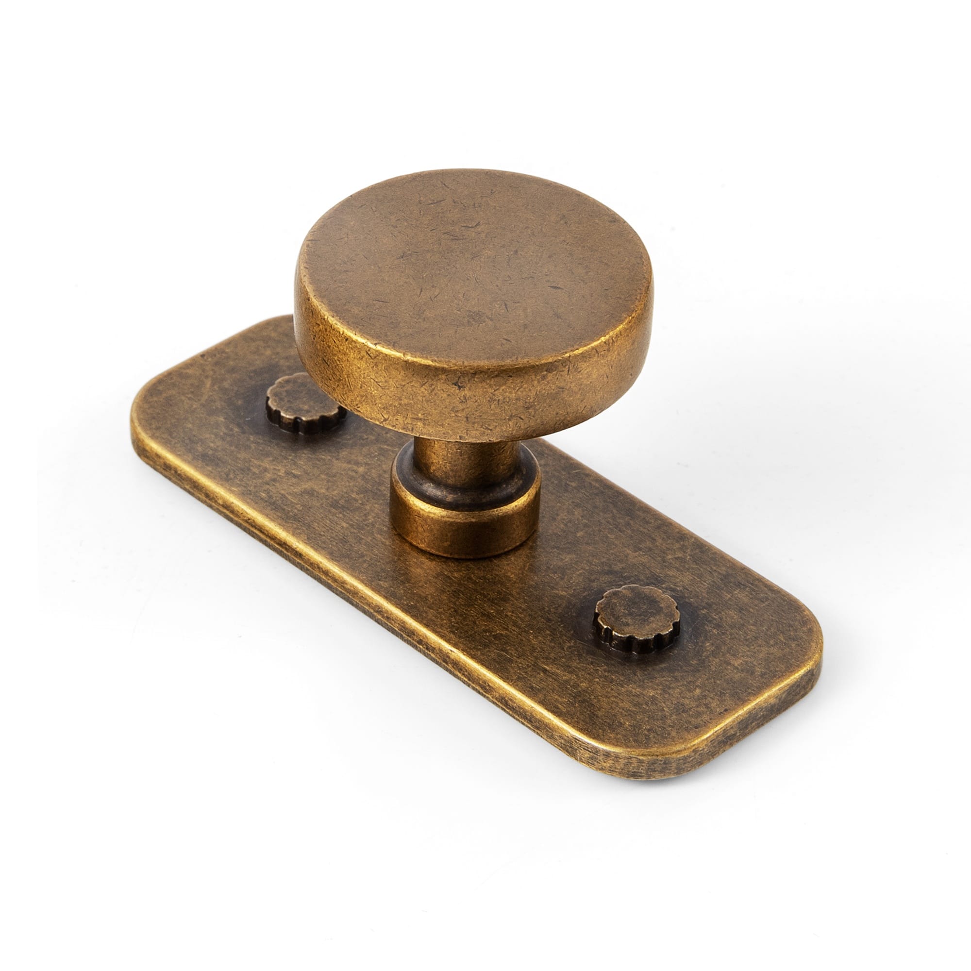 Goo-Ki Antique Brass / G032 / 1.2'' Knob 6 Pack Vintage Brass Zinc Alloy Cabinet Knob with Back Plate Single Hole Center Kitchen Hardware