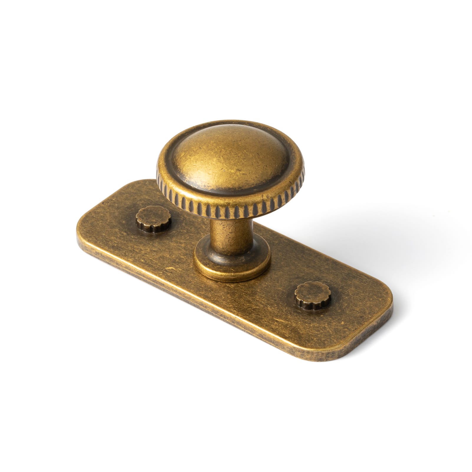 Goo-Ki Antique Brass / G032 / 6 Pack Knurled Rim Round Cabinet Knobs, Solid Zinc Alloy Mushroom Drawer Knob for Cabinet Doors, Chest of Drawers