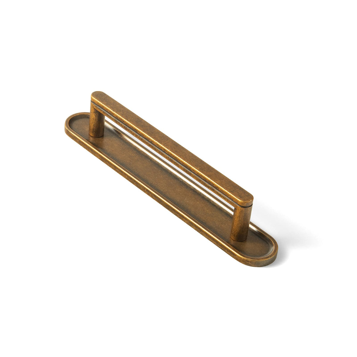 Goo-Ki Antique Brass / G033 / 5'' Hole Center 2 Pack Cabinet Handles with Back Plate Vintage Kitchen Drawer Pulls with Subtle Curves
