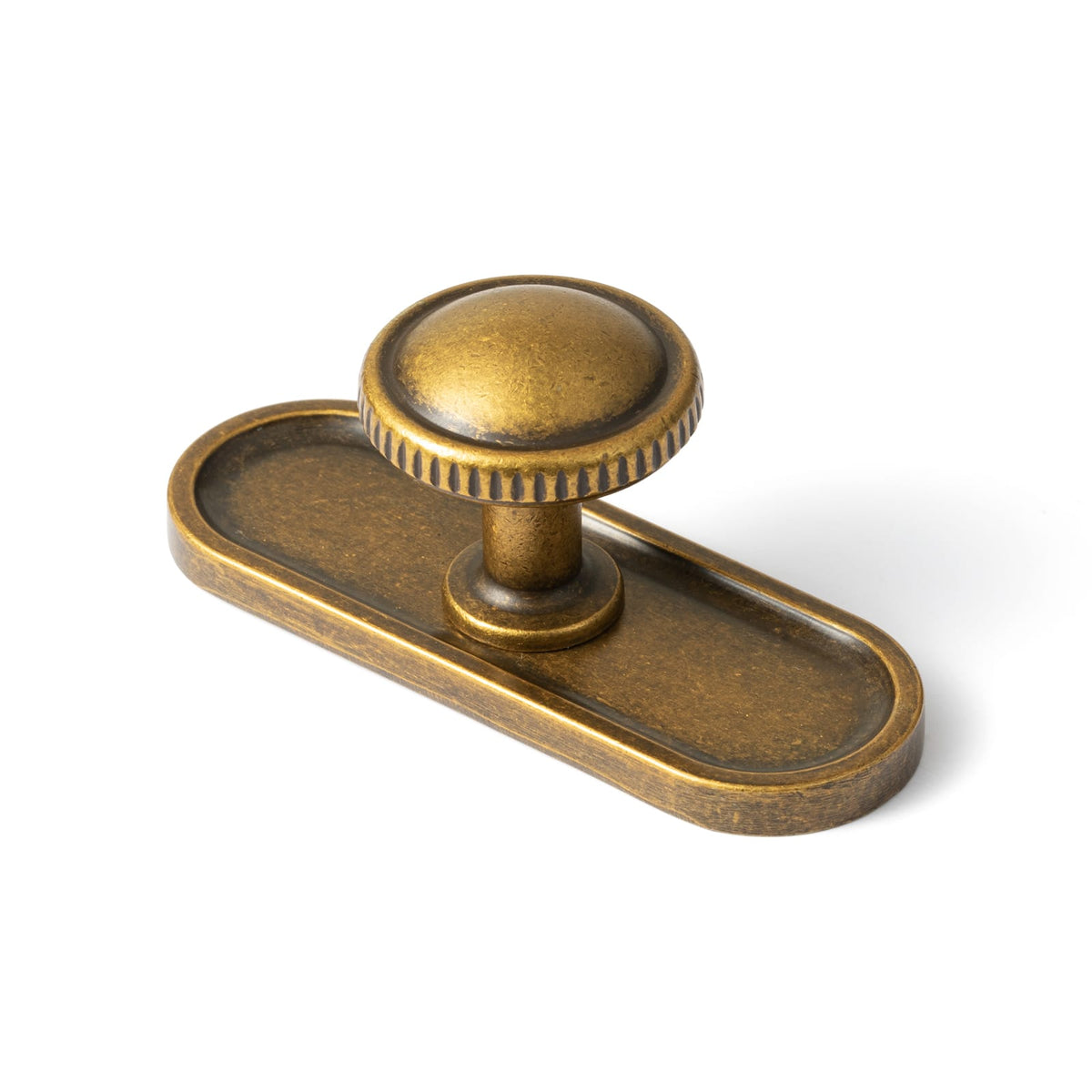 Goo-Ki Antique Brass / G033 / 6 Pack Knurled Rim Round Cabinet Knobs, Solid Zinc Alloy Mushroom Drawer Knob for Cabinet Doors, Chest of Drawers