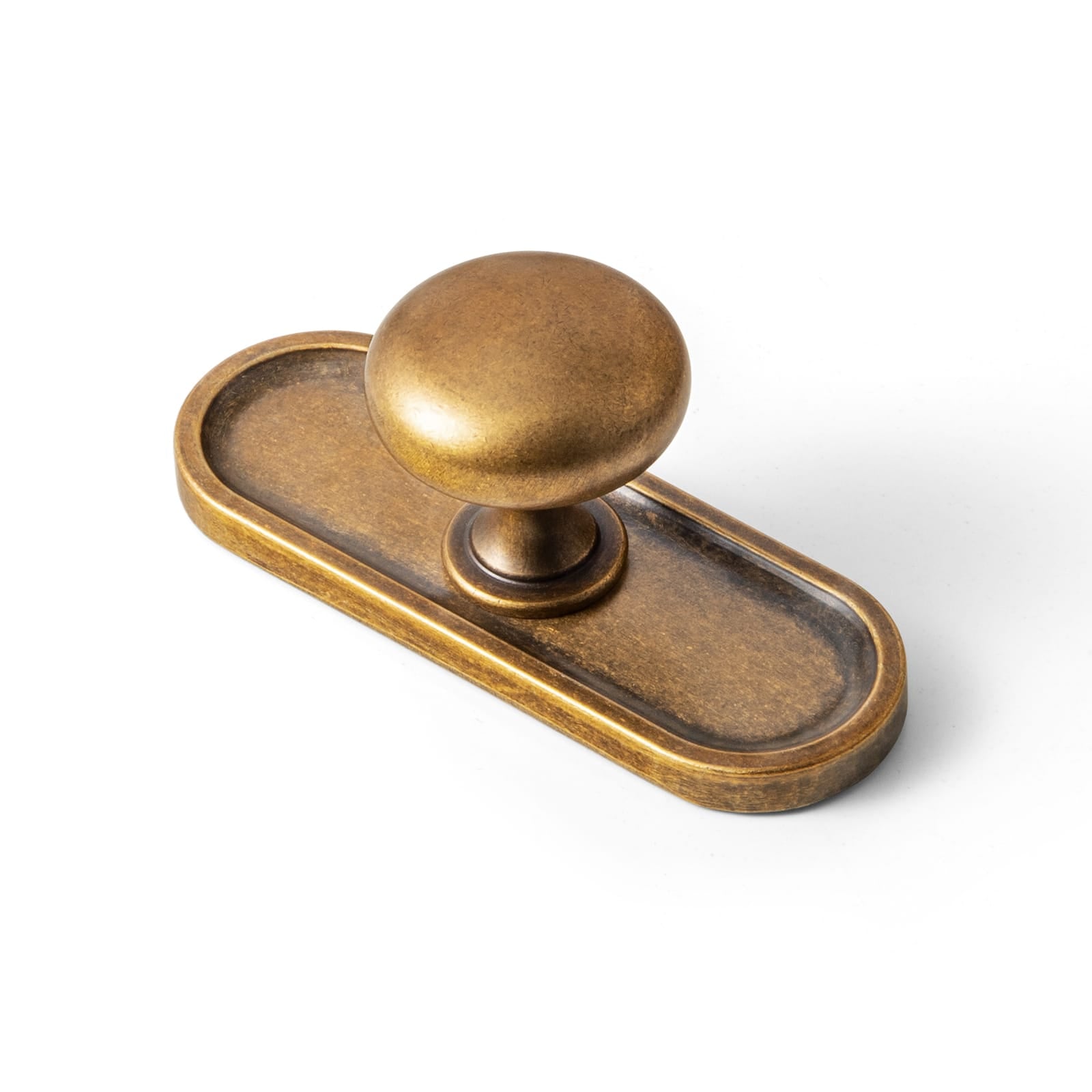 Goo-Ki Antique Brass / G033 / Standard 6 Pack Antique Brass Zinc Alloy Cabinet Knob with Back Plate Single Hole Center Cabinet Hardware for Bedroom Kitchen