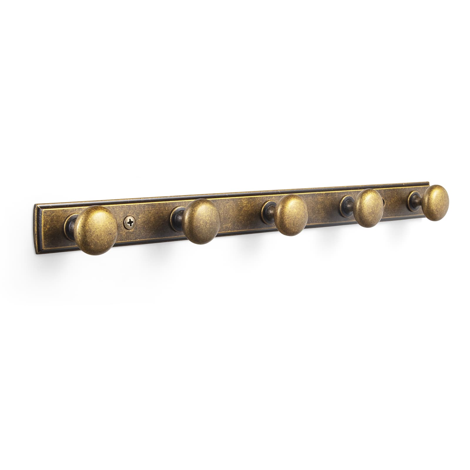 Goo-Ki Antique Brass / H011 / 5 Zinc Alloy Coat Hook - Retro Decorative Wall Hanger Rail with Round Knobs for Coats, Towels & Home Organization