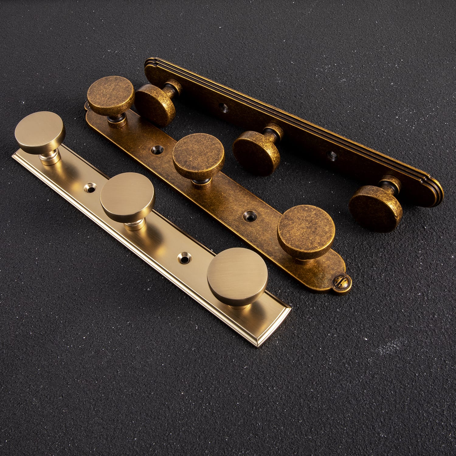Goo-Ki Antique Brass / H013 / 3 Wall Mounted Coat Hook Rack, Vintage Round Knob Wall Hook Rail for Entryway Closet Bathroom Hanging Towel Hat Robe