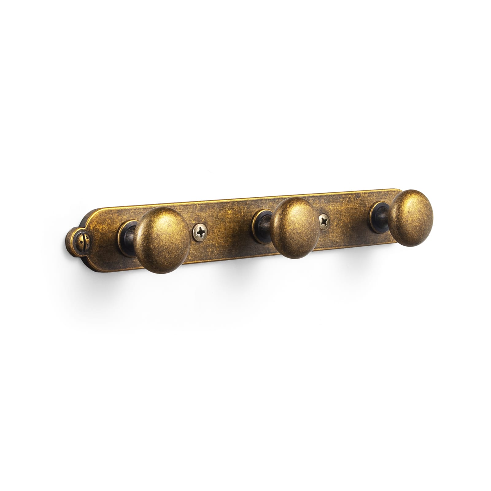 Goo-Ki Antique Brass / H013 / 3 Zinc Alloy Coat Hook - Retro Decorative Wall Hanger Rail with Round Knobs for Coats, Towels & Home Organization