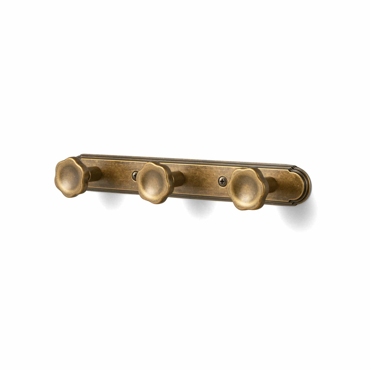 Goo-Ki Antique Brass / H014 / 3 Wall Mounted Zinc Alloy Floral Knob Coat Hook Rack, Decorative Robe Hook Rail for Home Storage & Decor