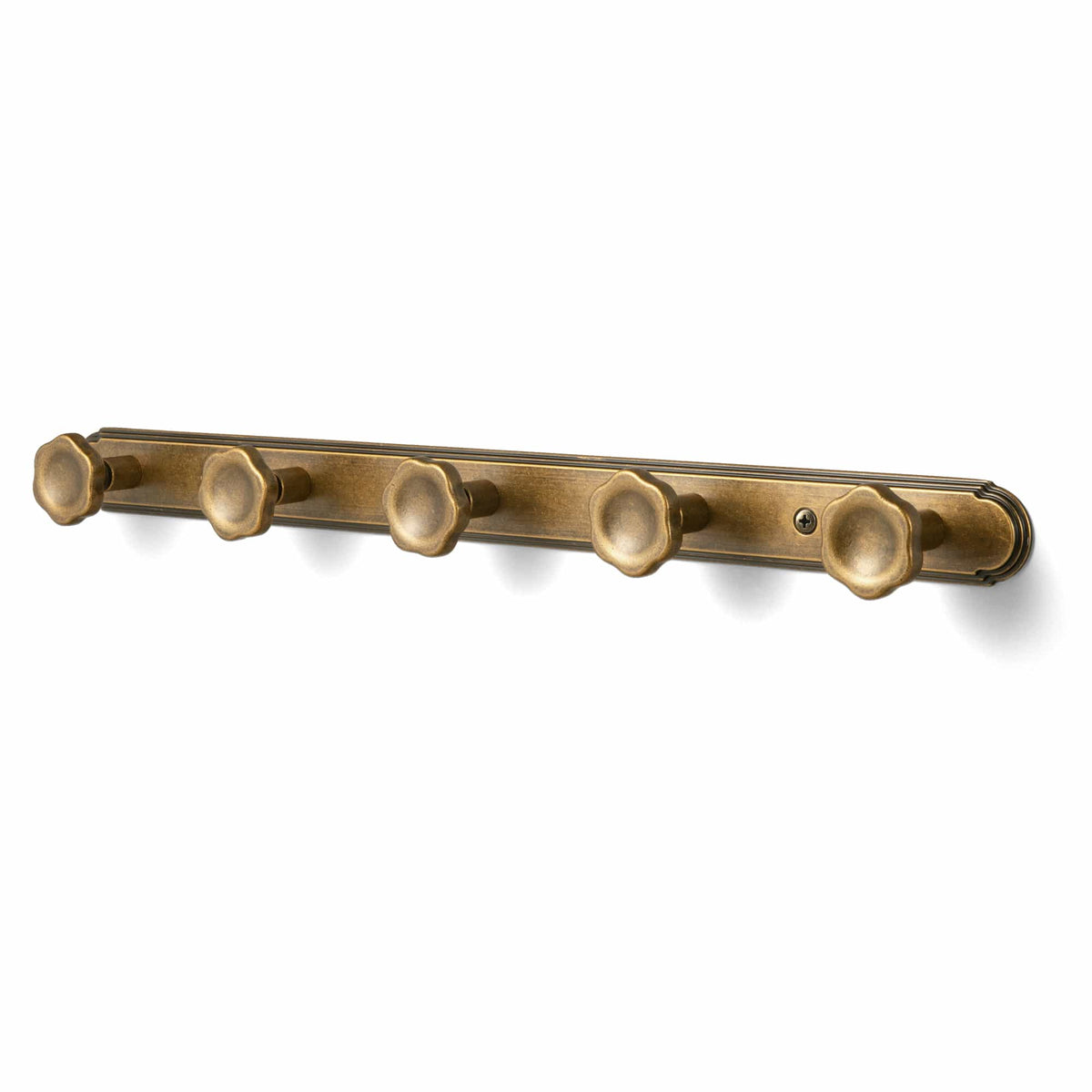 Goo-Ki Antique Brass / H014 / 5 Wall Mounted Zinc Alloy Floral Knob Coat Hook Rack, Decorative Robe Hook Rail for Home Storage & Decor