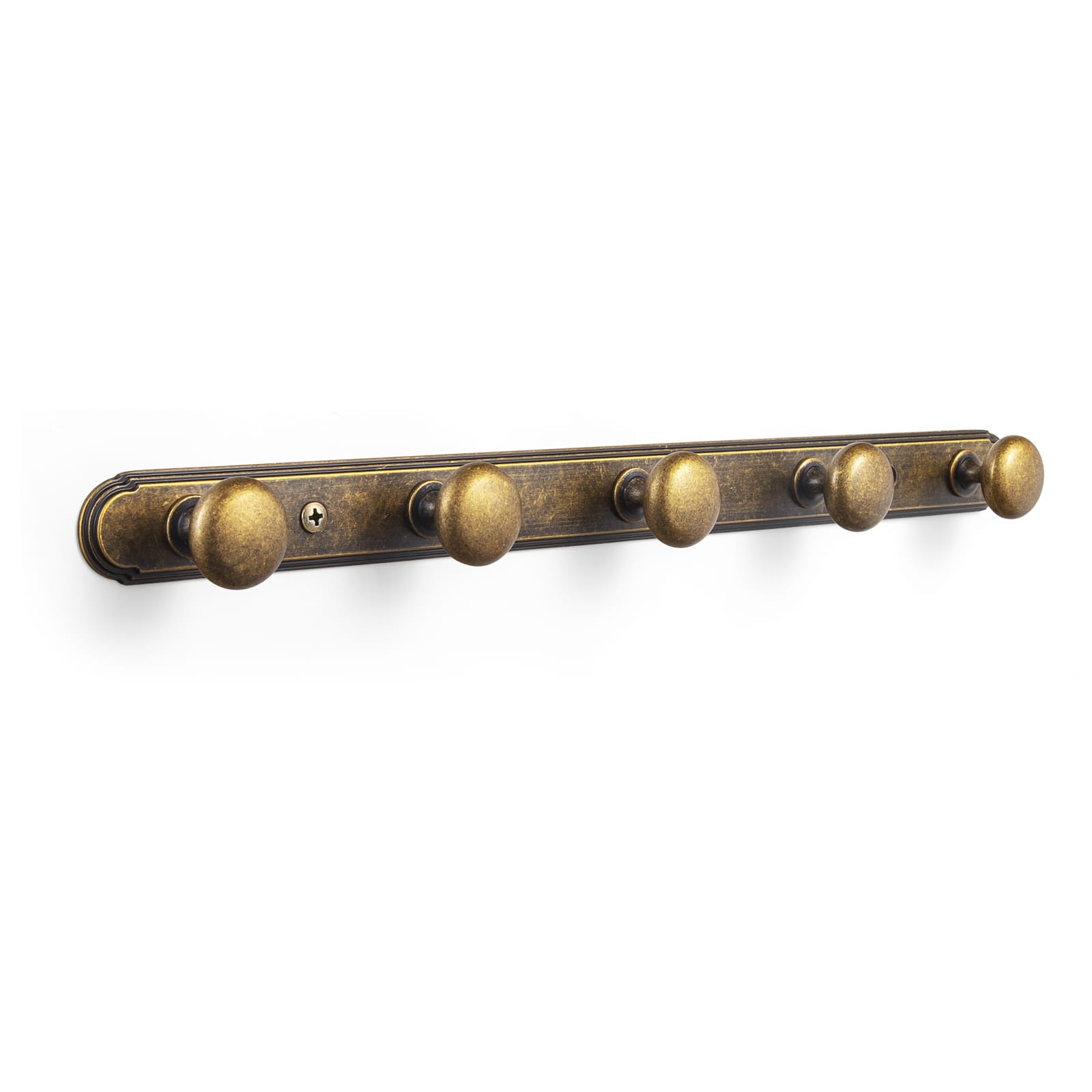 Goo-Ki Antique Brass / H014 / 5 Zinc Alloy Coat Hook - Retro Decorative Wall Hanger Rail with Round Knobs for Coats, Towels & Home Organization