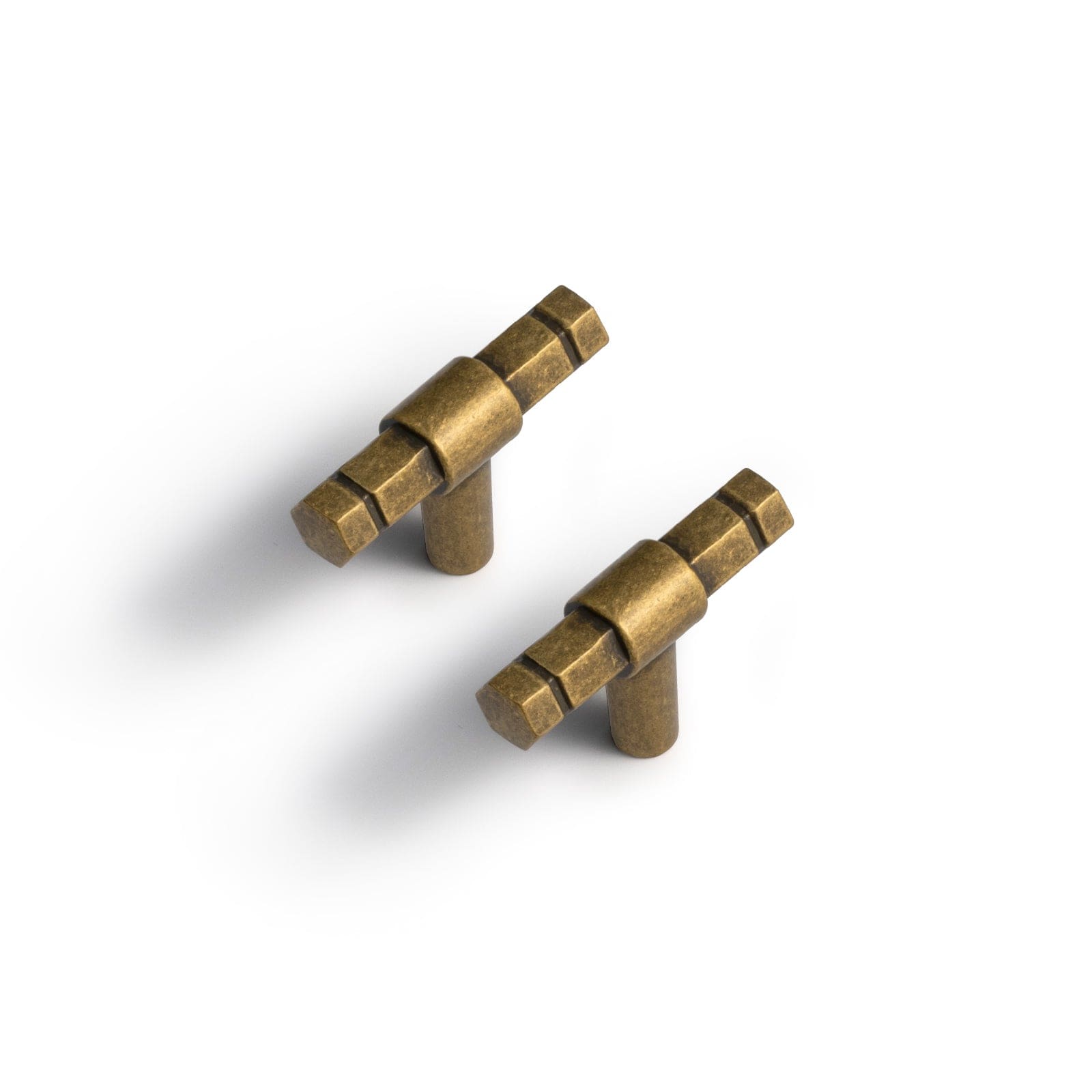 Goo-Ki Antique Brass / Knob / 6 Pack Hexagonal Cabinet Handles Solid Zinc Alloy Drawer Hardware Finger Pull