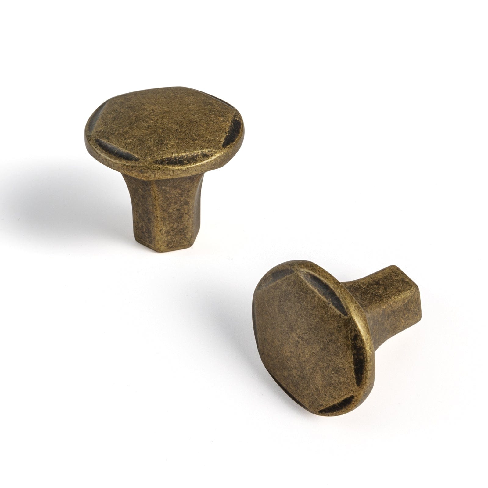Goo-Ki Antique Brass / Knob / 6 Pack Large Base Cabinet Handle Angled Bronze Drawer Pulls