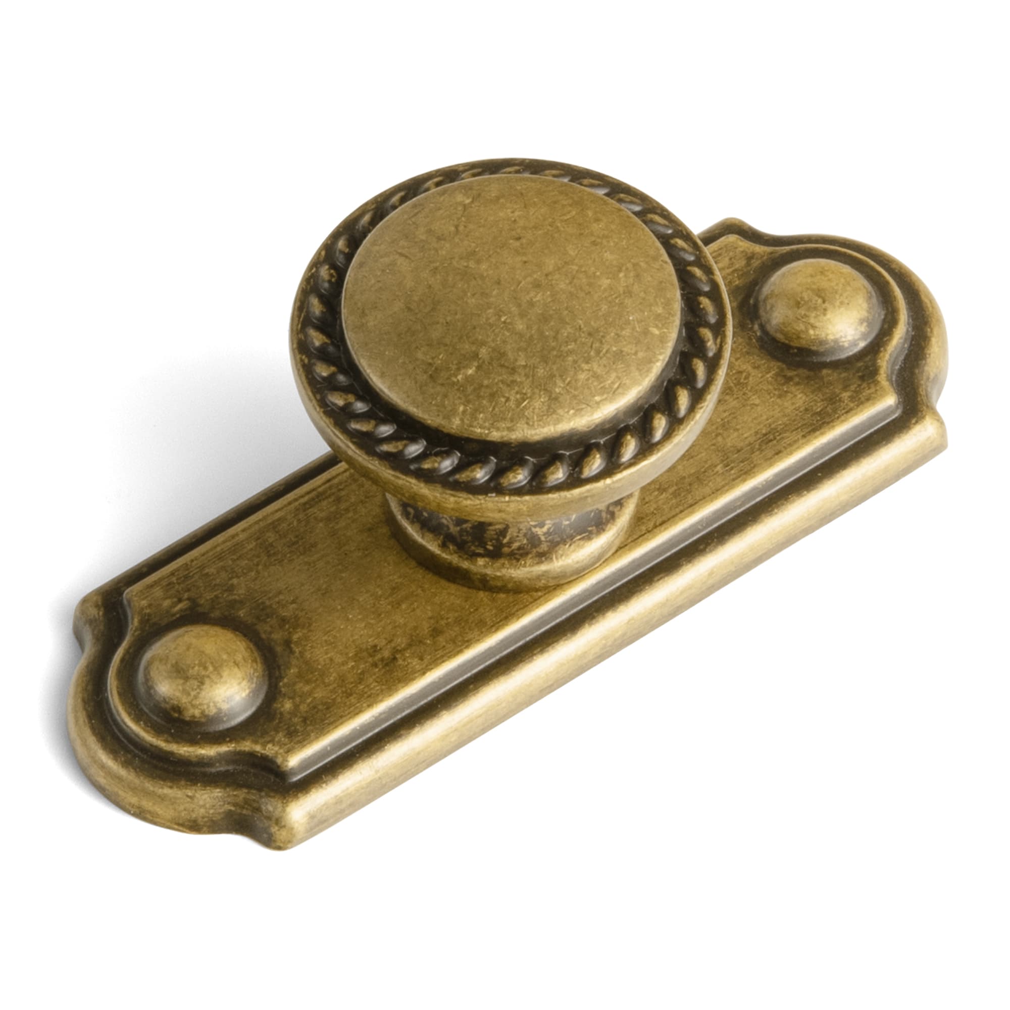 Goo-Ki Antique Brass / Knob with Back Plate C / 6 Pack Classic Round Design Cabinet Knobs with Wheatear Border for Kitchen Drawers