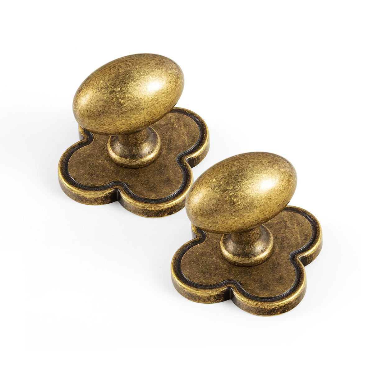Goo-Ki Antique Brass / Knob with Back Plate F / 6 Pack Antique Oval Cabinet Knobs Zinc Alloy 1.4 Inch Diameter Drawer Knobs