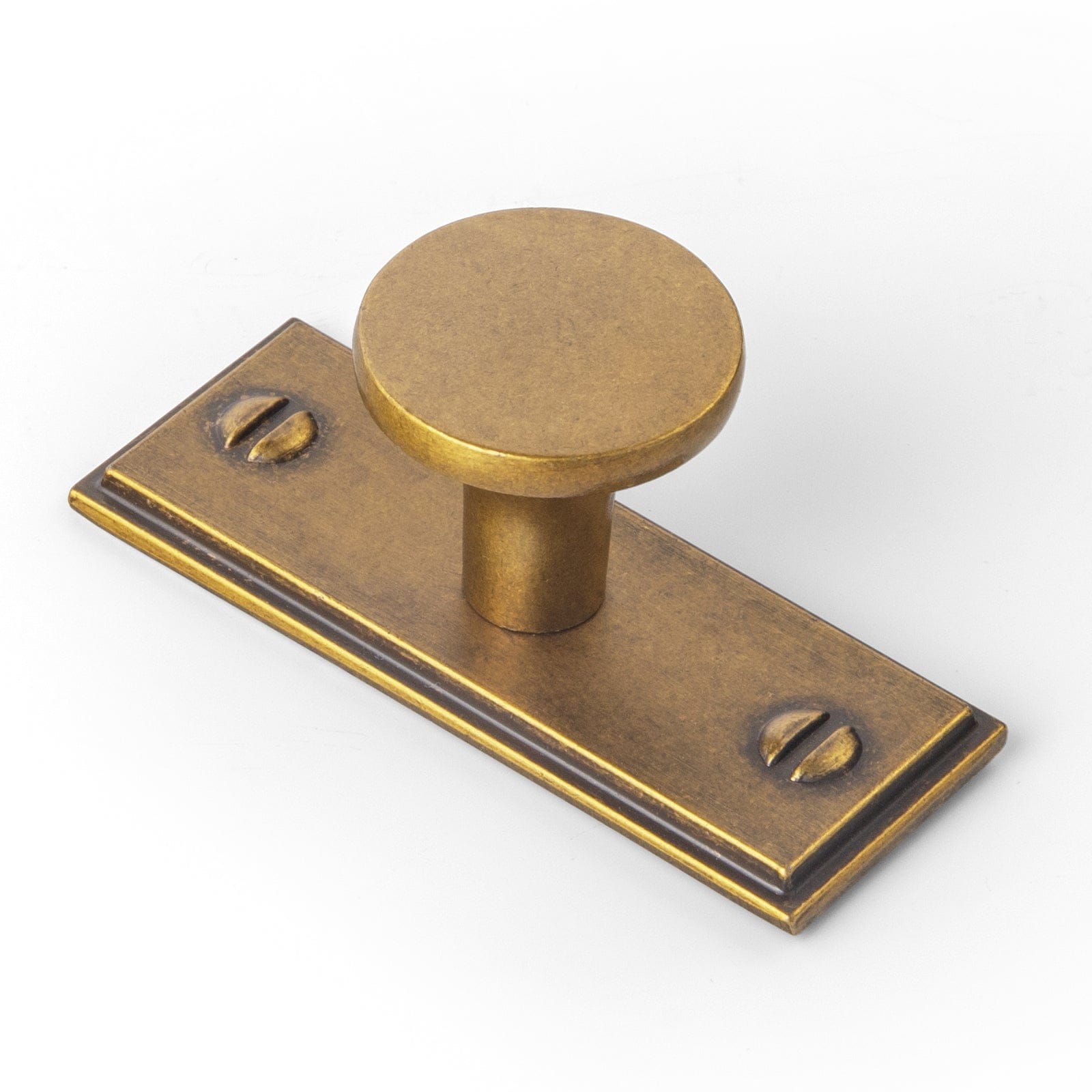 Goo-Ki Antique Brass / Knob with Back Plate G015 / 6 Pack Long Cabinet Bar Pulls Antique Vintage Brass Solid Drawer Handles