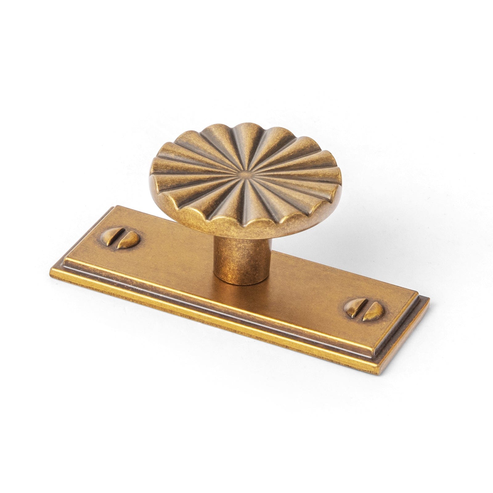 Goo-Ki Antique Brass / Knob with Back Plate G015 / 6 Pack Semicircular Antique Brass Cabinet Pulls Half Moon Shaped Bin Cup Drawer Pull