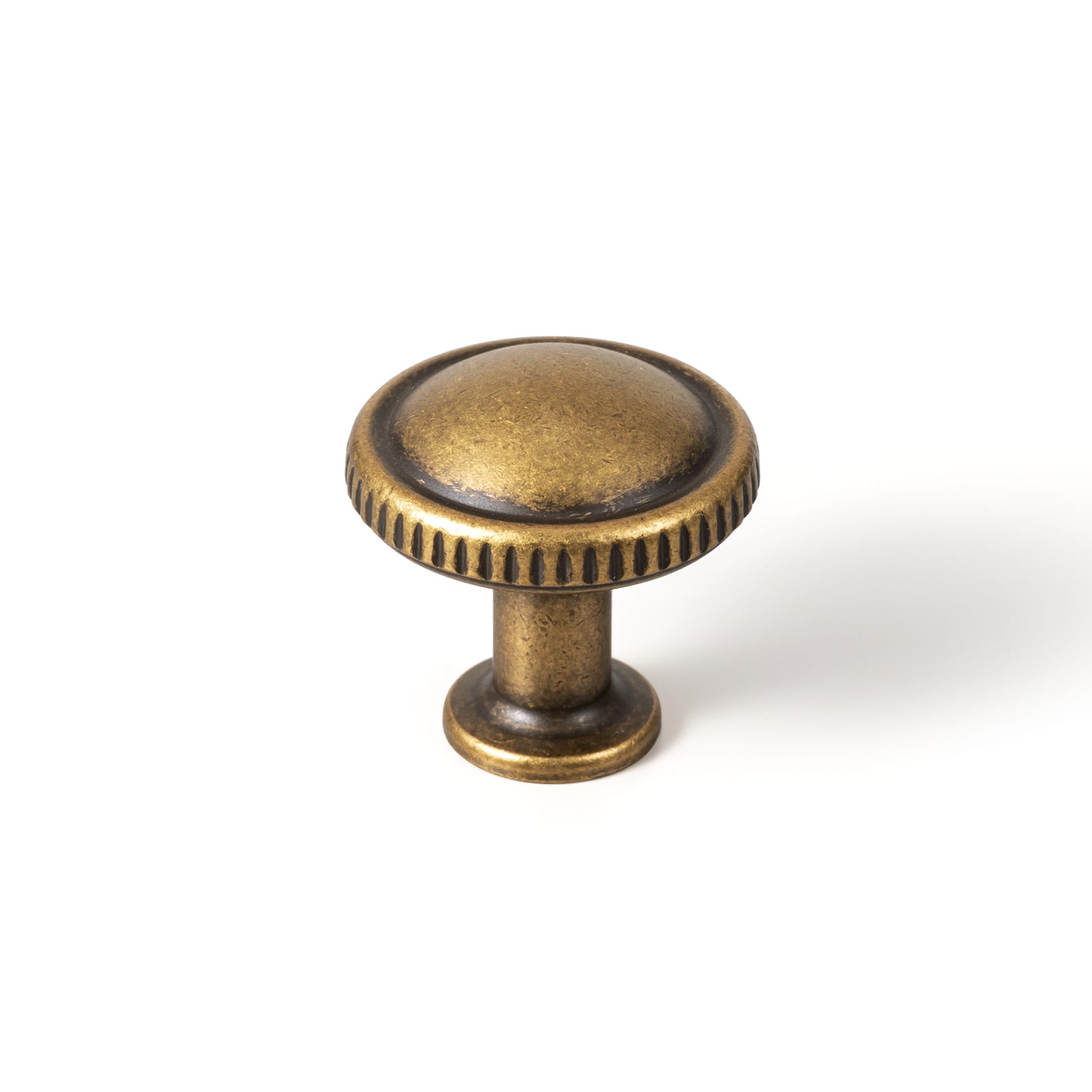 Goo-Ki Antique Brass / No Back Plate / 6 Pack Knurled Rim Round Cabinet Knobs, Solid Zinc Alloy Mushroom Drawer Knob for Cabinet Doors, Chest of Drawers