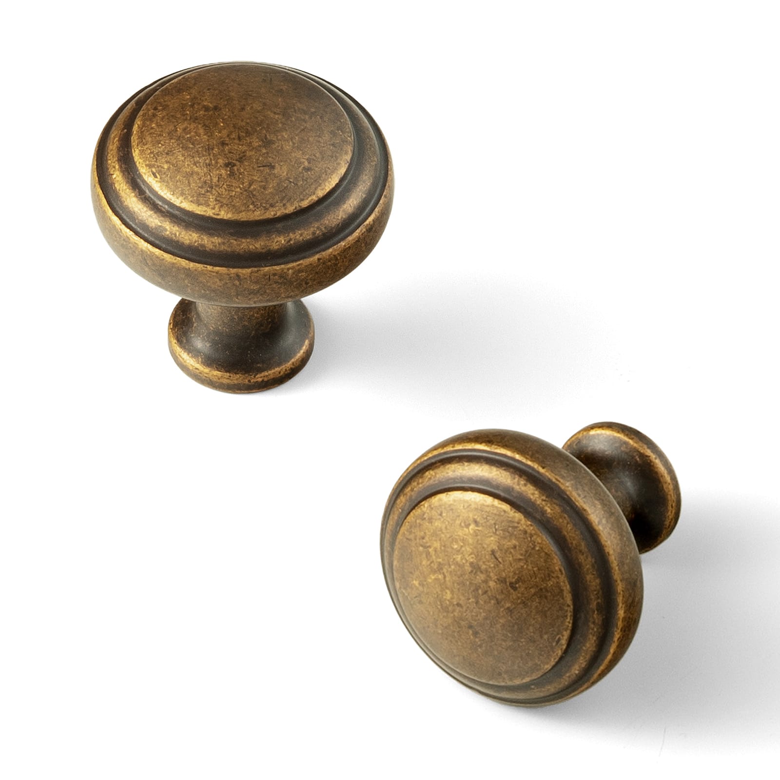 Goo-Ki Antique Brass / No Back Plate / 6 Pack Round Mushroom Cabinet Knobs, Solid Zinc Alloy Single Hole Drawer Knobs, Vintage Furniture Hardware